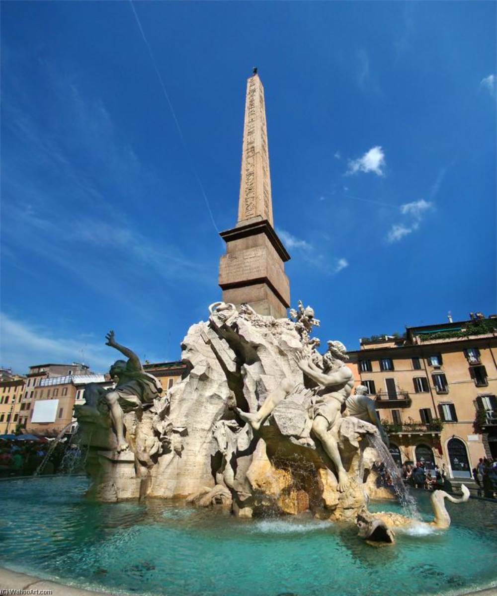 Wikioo.org - The Encyclopedia of Fine Arts - Painting, Artwork by Gian Lorenzo Bernini - Fontana dei Quattro Fiumi (Fountain of the Four Rivers)