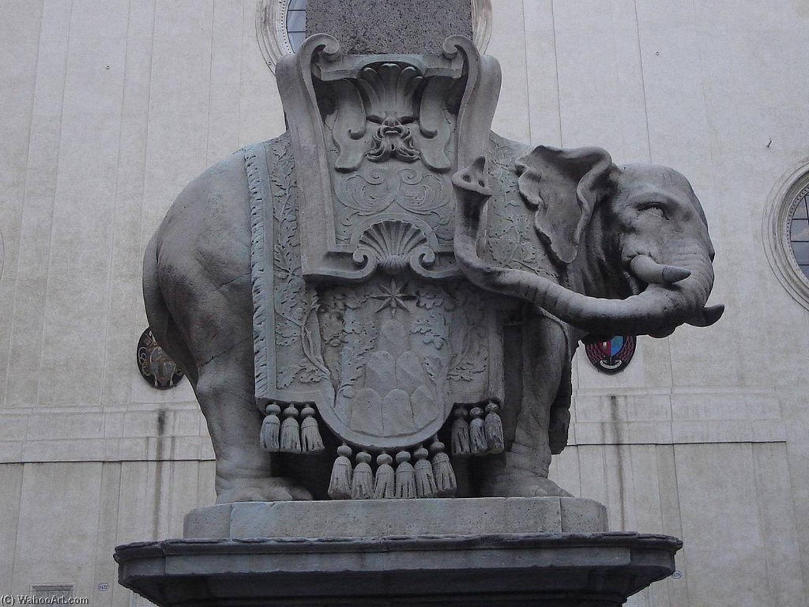 Wikioo.org – La Enciclopedia de las Bellas Artes - Pintura, Obras de arte de Gian Lorenzo Bernini - Elefante asícomo  Obelisco  Detalle