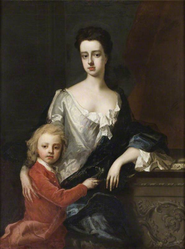 Wikioo.org - The Encyclopedia of Fine Arts - Painting, Artwork by Michael Dahl - Lady Mary Robartes (d.1741), with Her Son Henry Robartes (c.1695–1741), Later 3rd Earl of Radnor