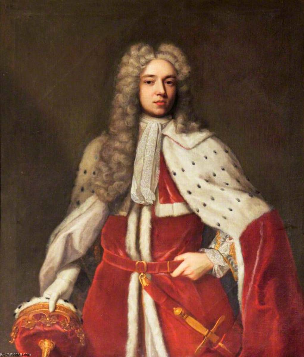 WikiOO.org - Güzel Sanatlar Ansiklopedisi - Resim, Resimler Michael Dahl - Henry Somerset (1684–1714), 2nd Duke of Beaufort, KG, in Ducal Robes