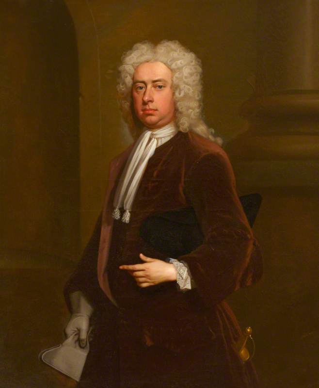 Wikioo.org - The Encyclopedia of Fine Arts - Painting, Artwork by Michael Dahl - Portrait of a Gentleman in Brown (probably Christopher Lethieullier, 1676–1736)