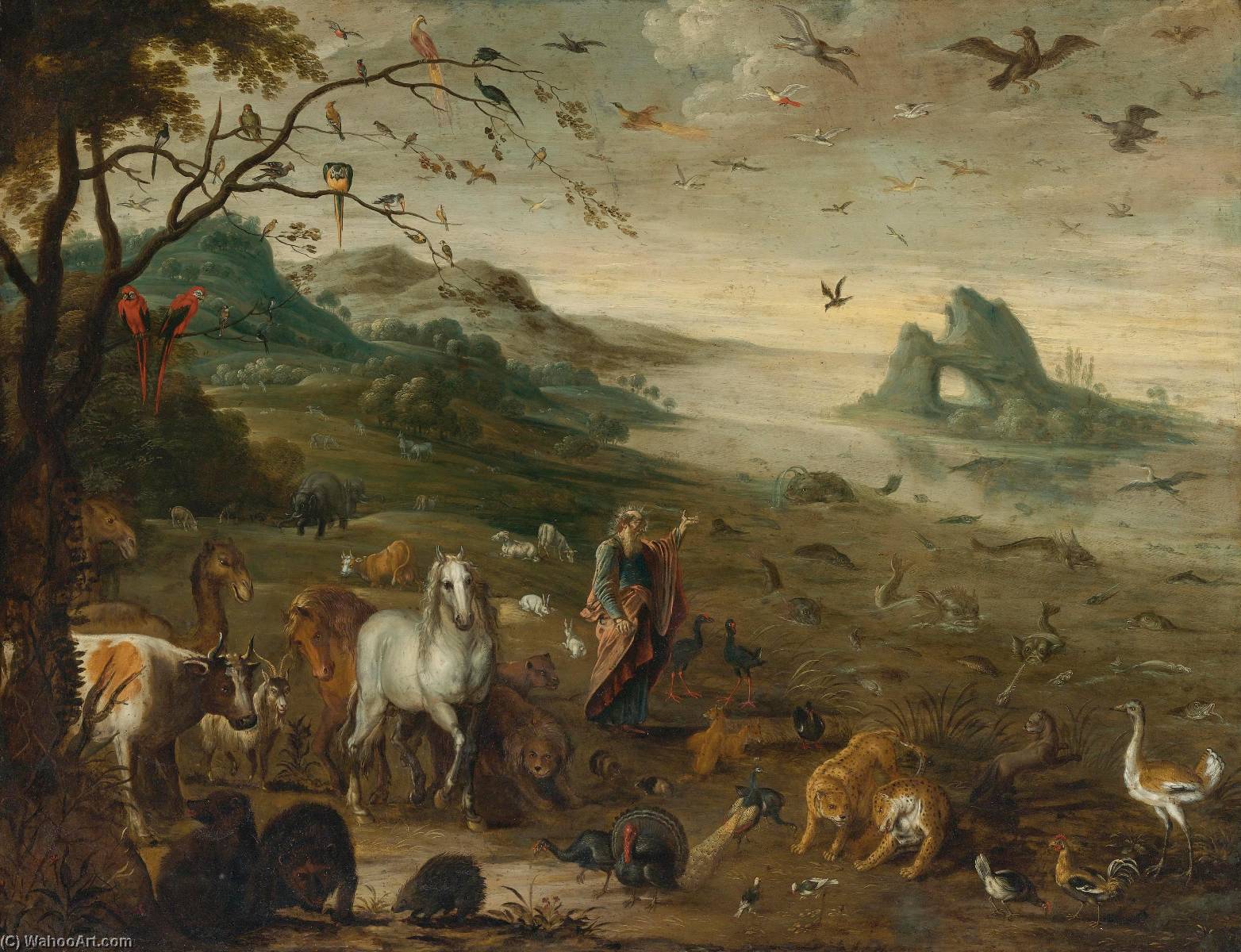 Wikioo.org – L'Encyclopédie des Beaux Arts - Peinture, Oeuvre de Isaac Van Oosten - Dieu création au  animaux  de  au  monde
