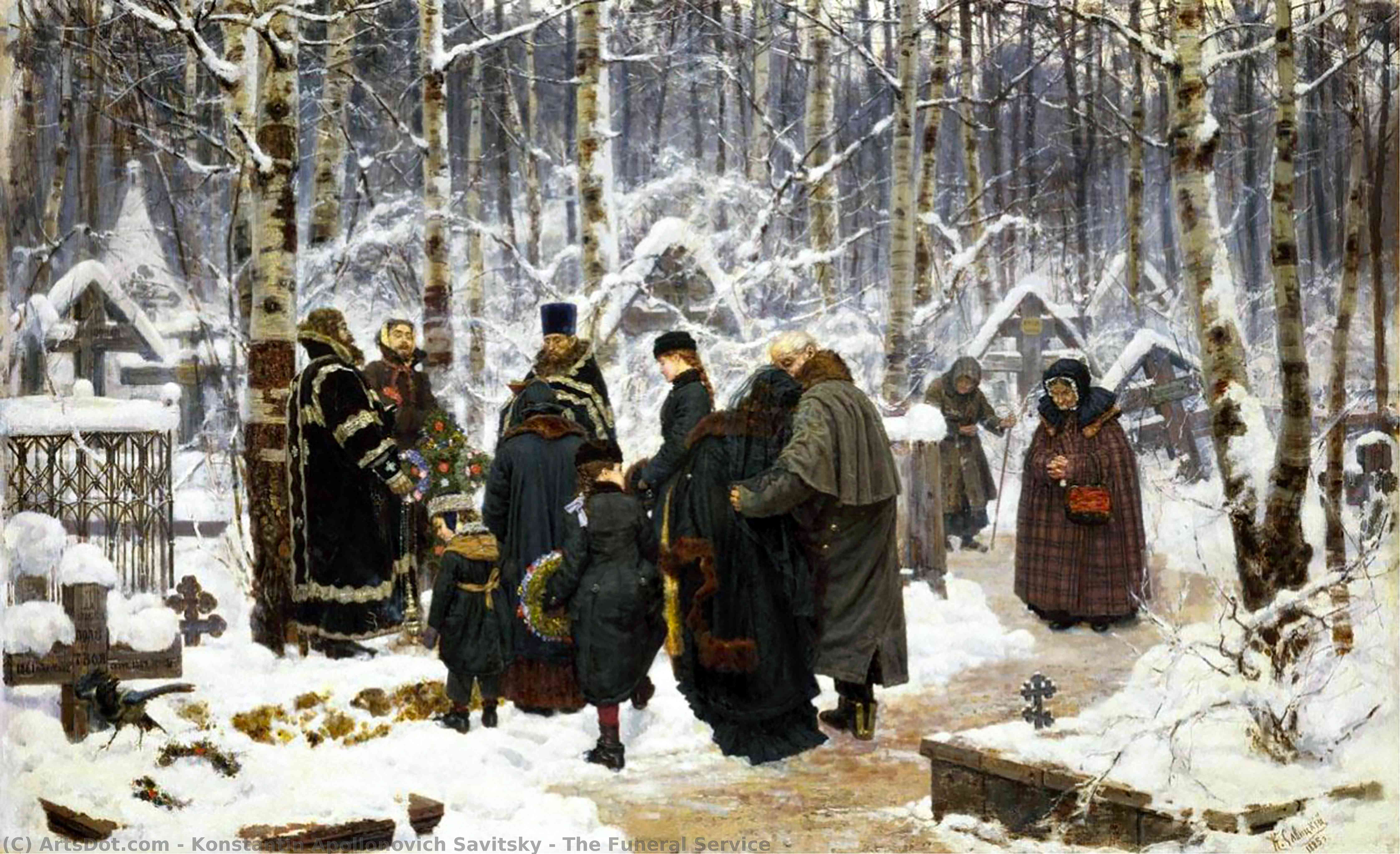 WikiOO.org - Encyclopedia of Fine Arts - Lukisan, Artwork Konstantin Apollonovich Savitsky - The Funeral Service