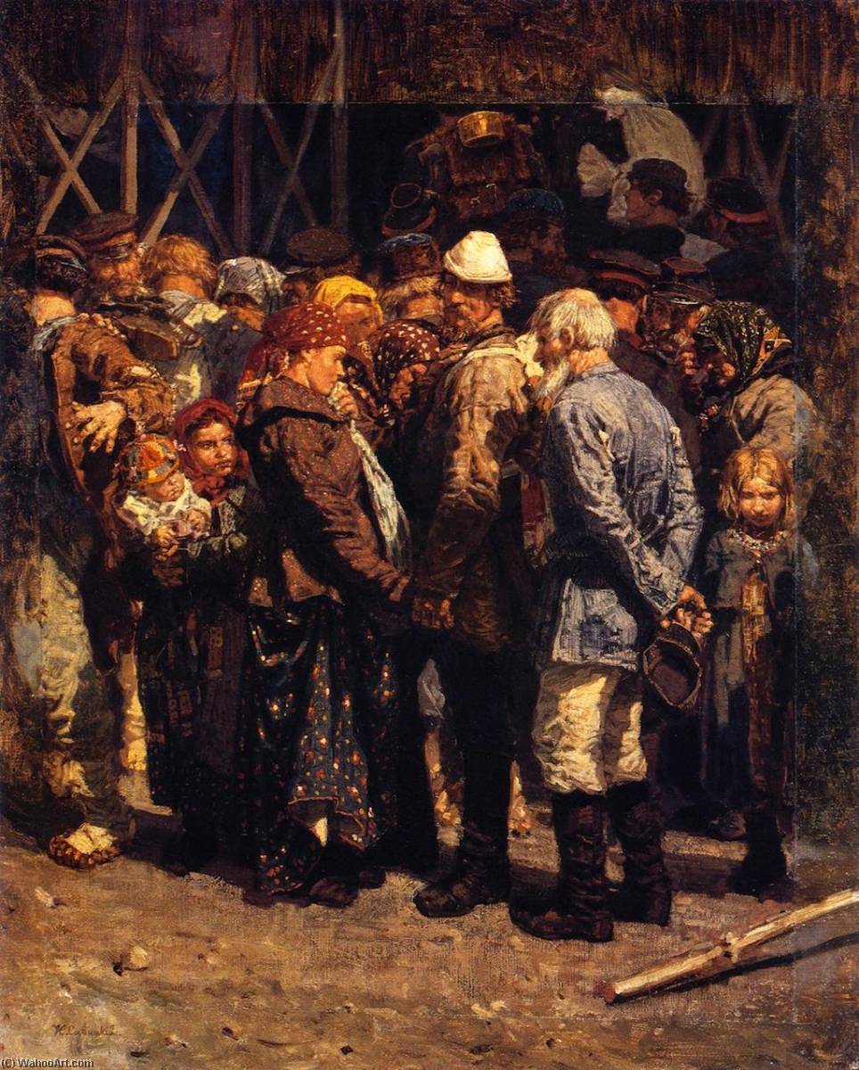 Wikioo.org - The Encyclopedia of Fine Arts - Painting, Artwork by Konstantin Apollonovich Savitsky - A Group Saying Farewell