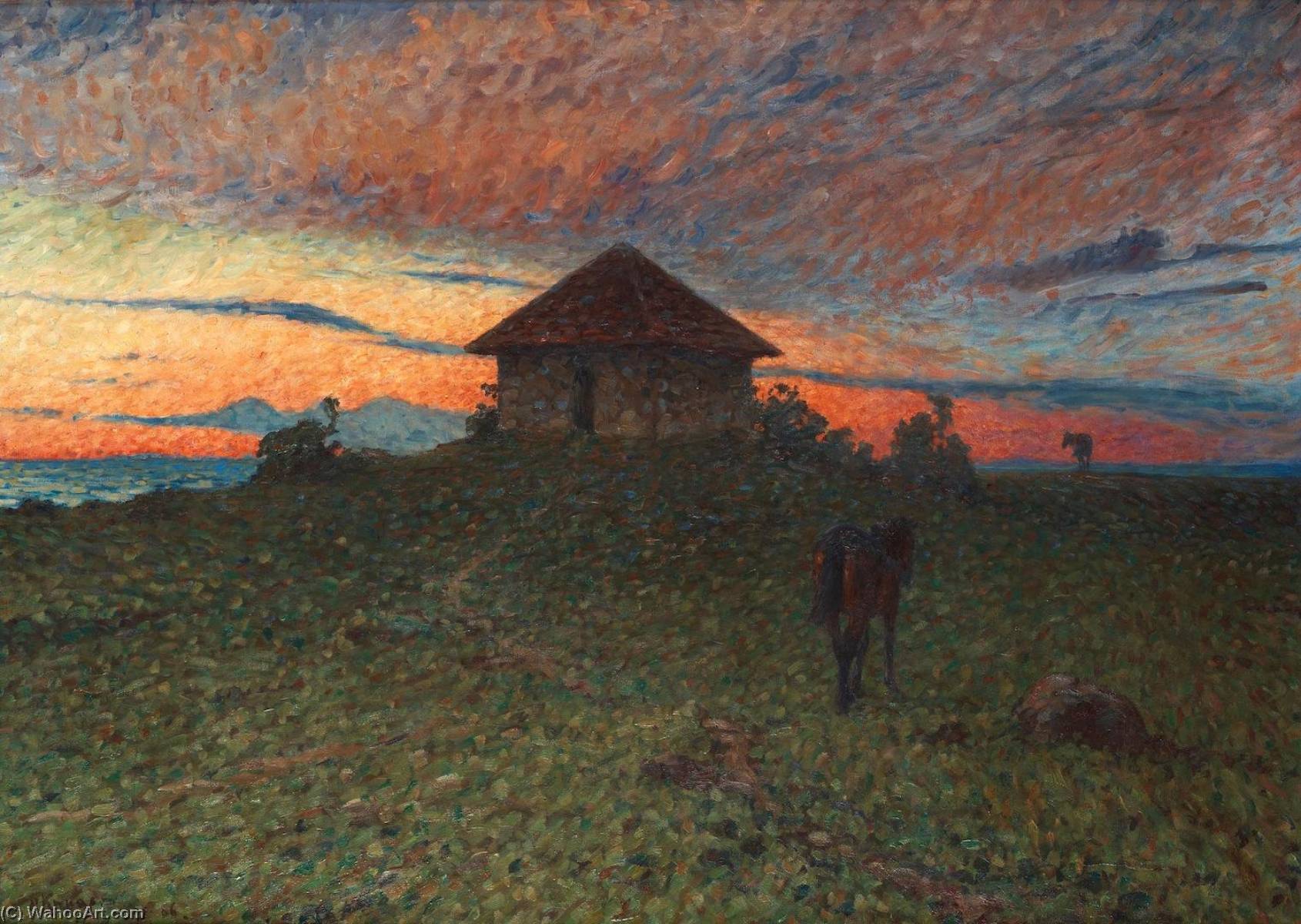 Wikioo.org – L'Encyclopédie des Beaux Arts - Peinture, Oeuvre de Nils Kreuger - paysage avec  une  cheval