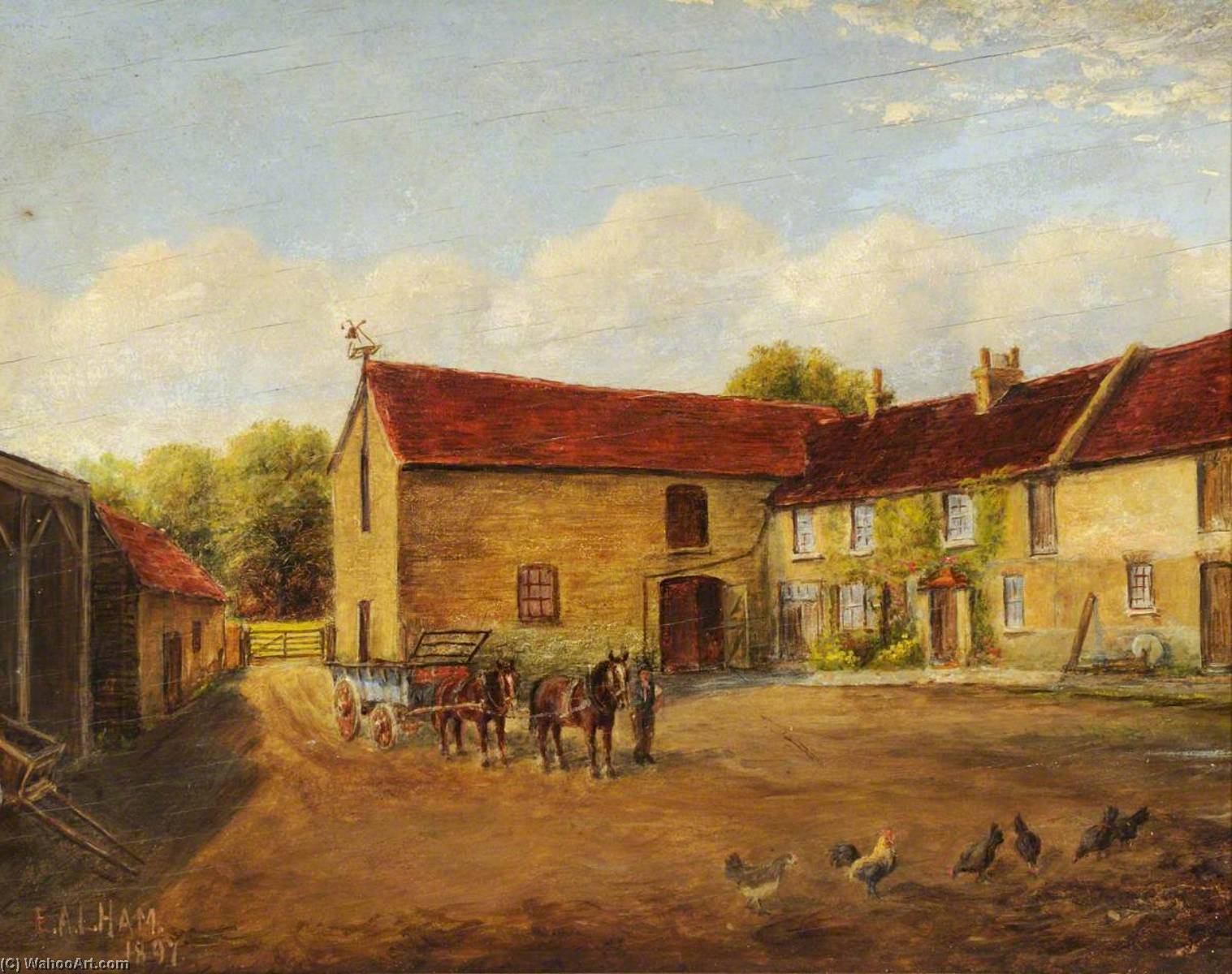 Wikioo.org - The Encyclopedia of Fine Arts - Painting, Artwork by Ernest A. L. Ham - Glebe Farm, Western Road, Southall Green
