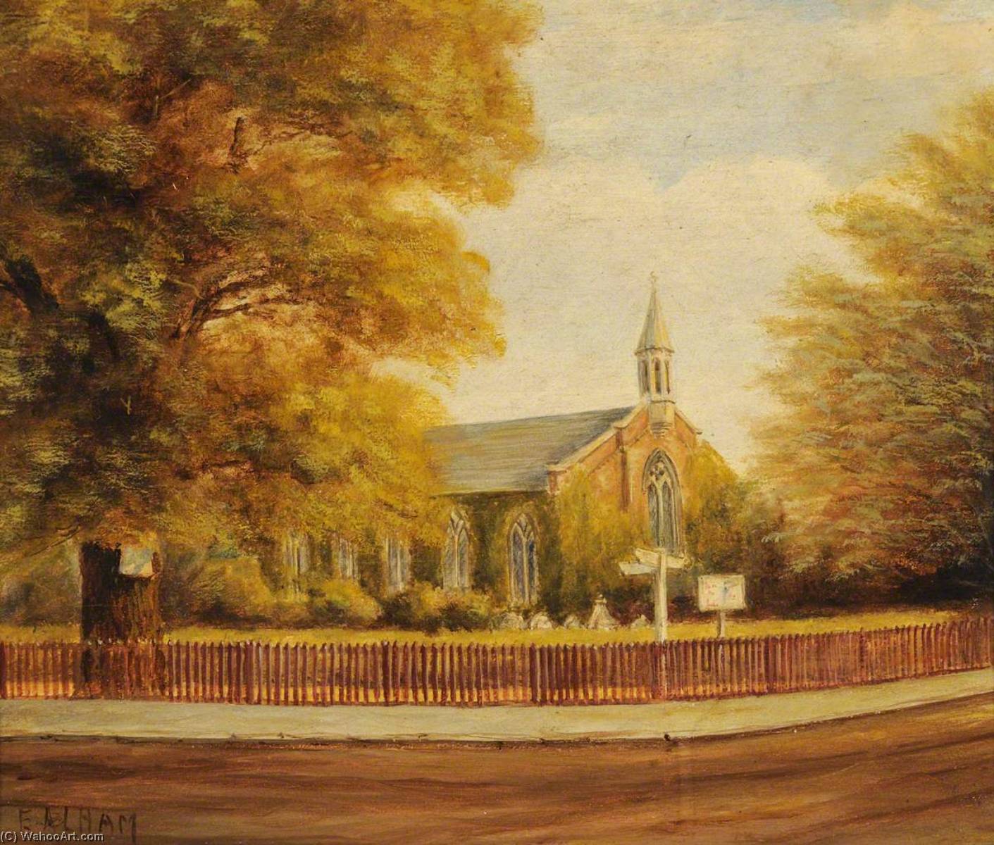 Wikioo.org - The Encyclopedia of Fine Arts - Painting, Artwork by Ernest A. L. Ham - St John's Church, Southall