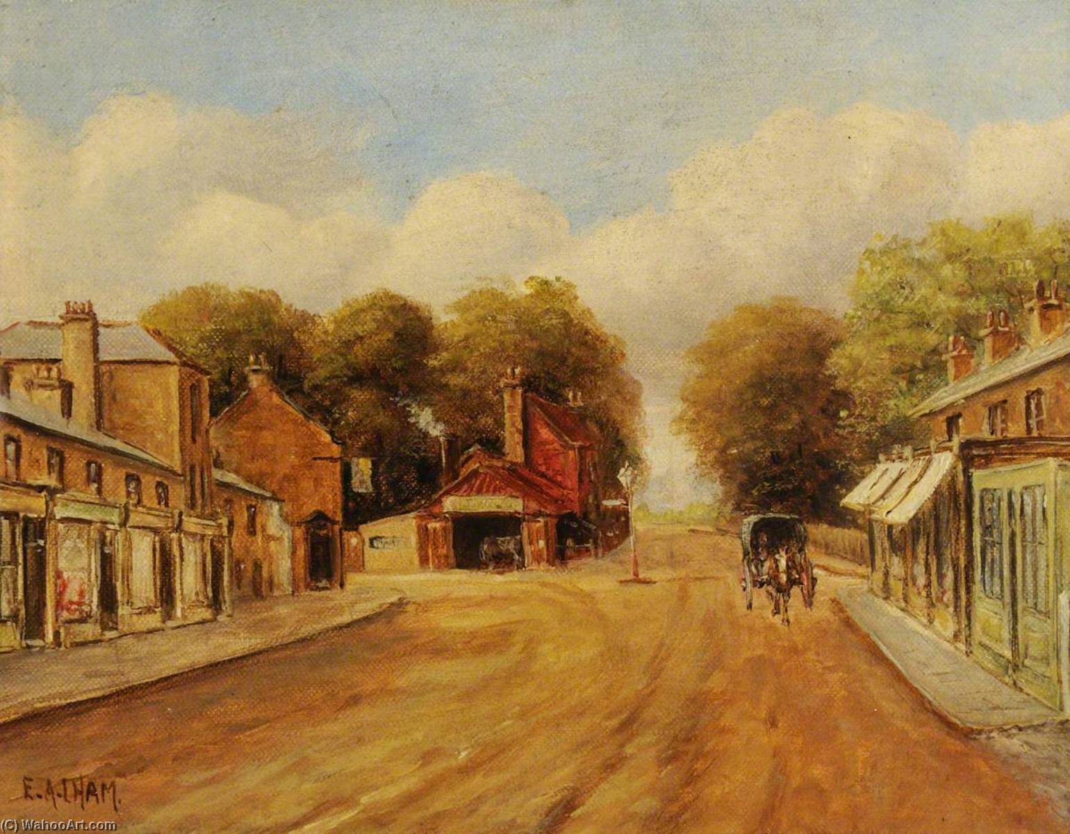 Wikioo.org - The Encyclopedia of Fine Arts - Painting, Artwork by Ernest A. L. Ham - High Street, Southall (looking west)