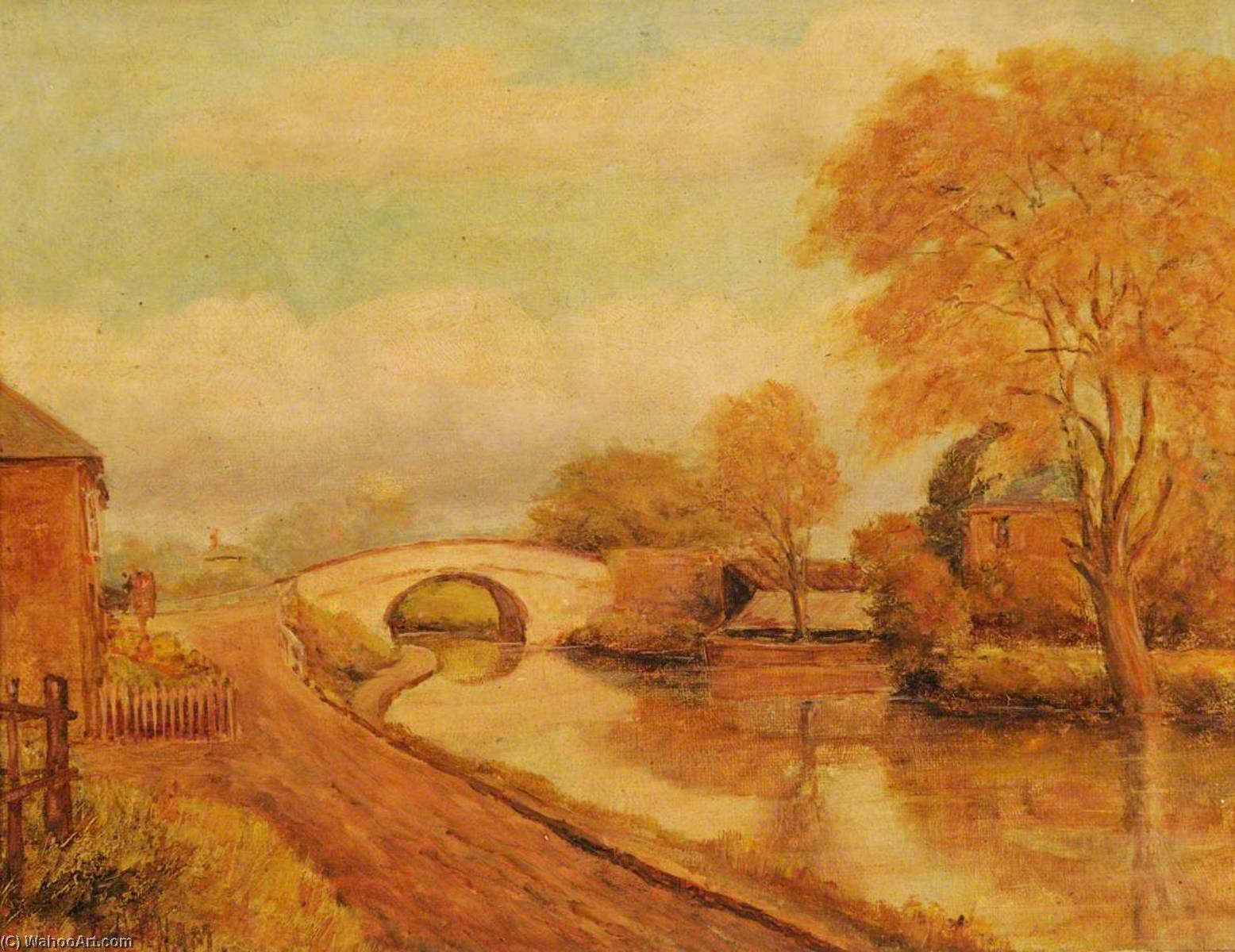 Wikioo.org - The Encyclopedia of Fine Arts - Painting, Artwork by Ernest A. L. Ham - Old Oak Bridge, Canal Side, Southall