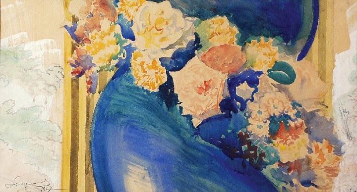 Wikioo.org - The Encyclopedia of Fine Arts - Painting, Artwork by Leon Jan Wyczolkowski - Flowers Around the Column