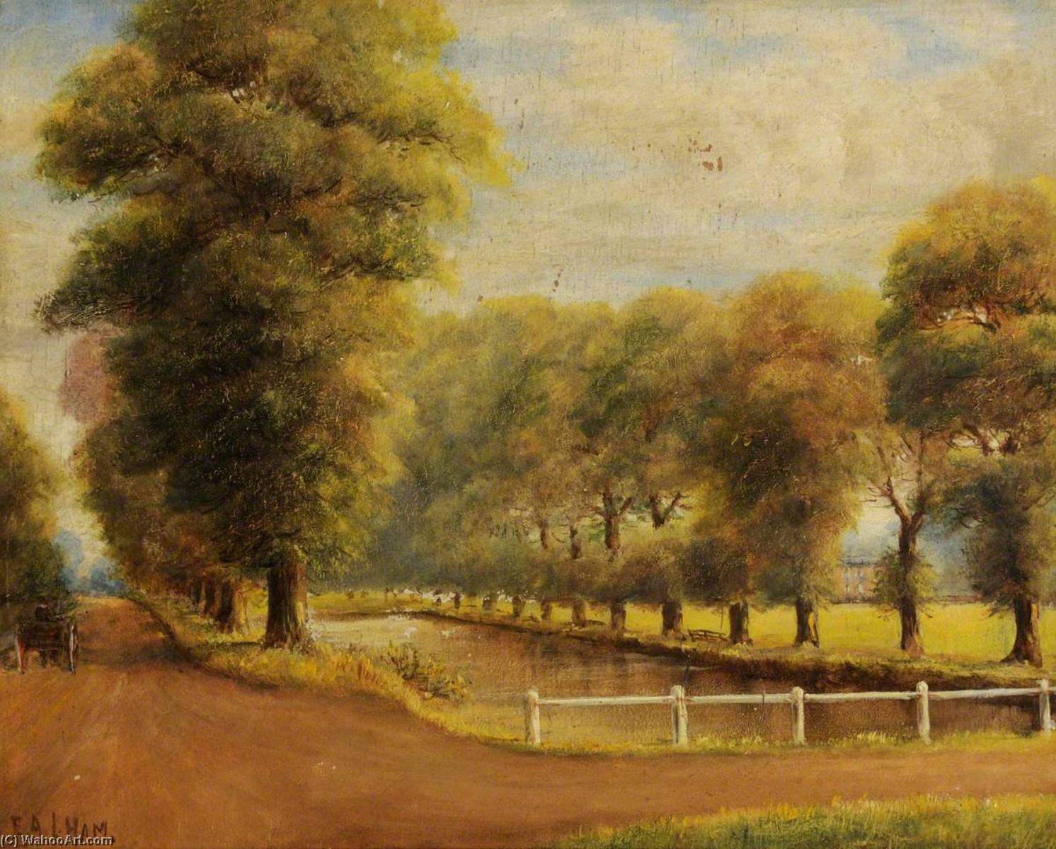 Wikoo.org - موسوعة الفنون الجميلة - اللوحة، العمل الفني Ernest A. L. Ham - The Pond, Norwood Green, Southall, 1896