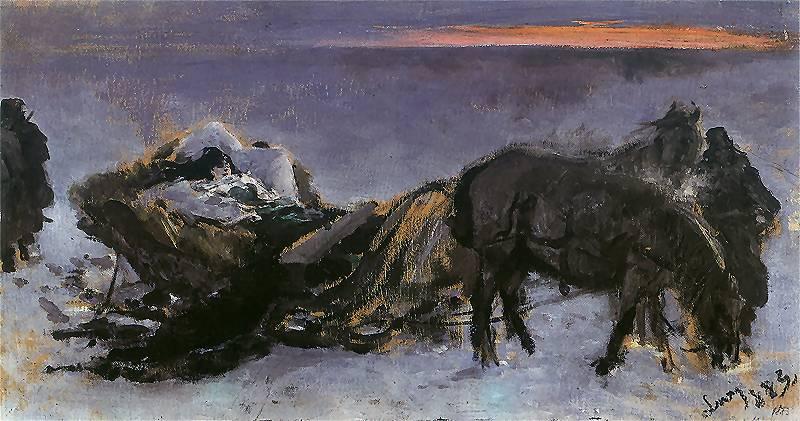 Wikioo.org - The Encyclopedia of Fine Arts - Painting, Artwork by Leon Jan Wyczolkowski - Gertruda Komorowska in the sleigh