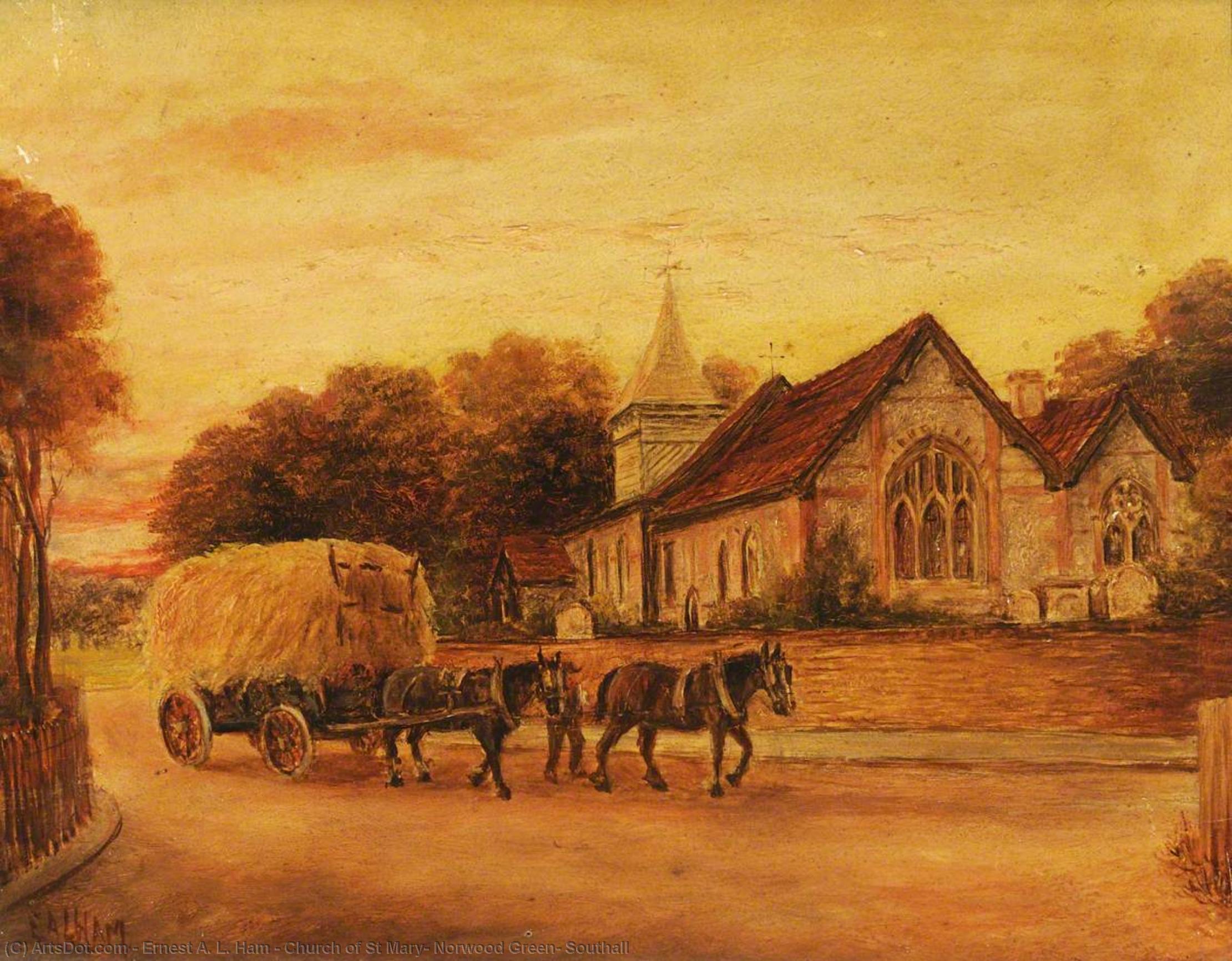 Wikioo.org - The Encyclopedia of Fine Arts - Painting, Artwork by Ernest A. L. Ham - Church of St Mary, Norwood Green, Southall