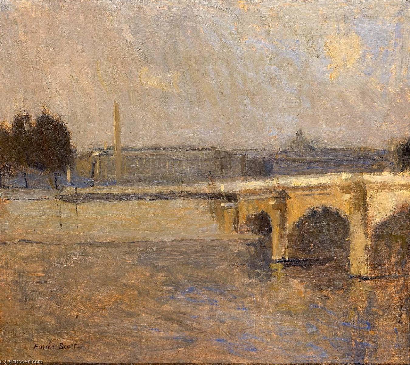 Wikioo.org - The Encyclopedia of Fine Arts - Painting, Artwork by Frank Edwin Scott - Seine at Paris, Pont de la Concorde