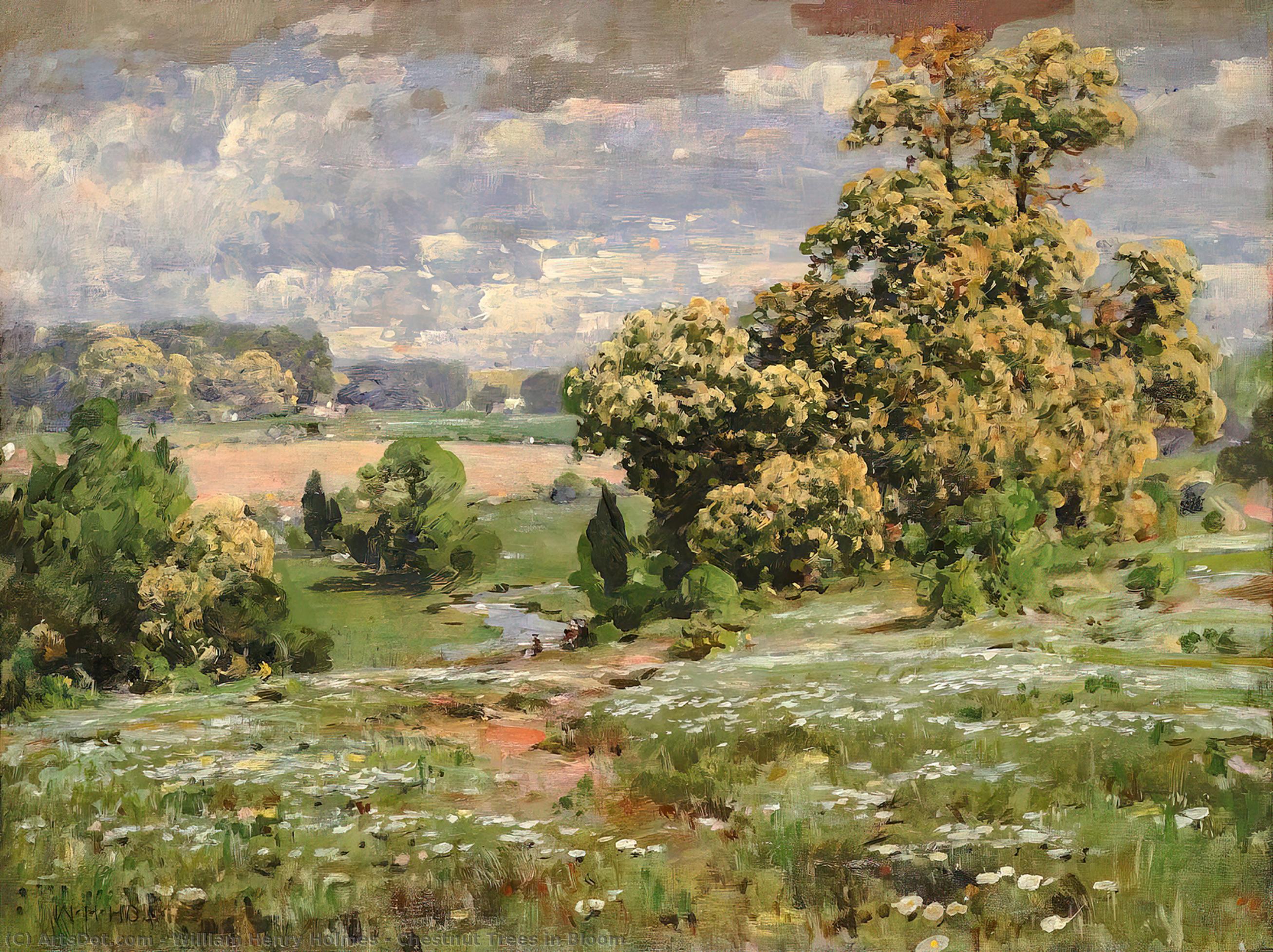 Wikioo.org - The Encyclopedia of Fine Arts - Painting, Artwork by William Henry Holmes - Chestnut Trees in Bloom