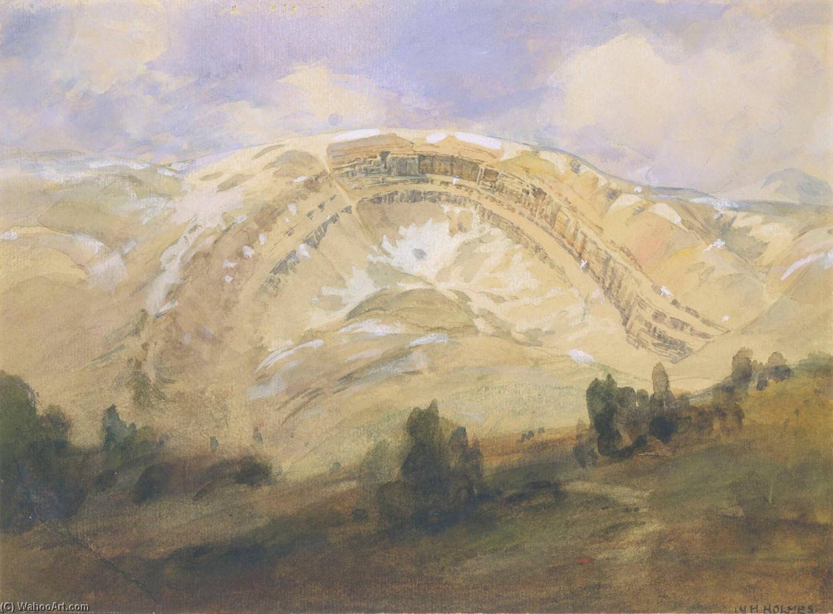 Wikioo.org - The Encyclopedia of Fine Arts - Painting, Artwork by William Henry Holmes - Folded Strata, a Great Geological Arch, Colorado