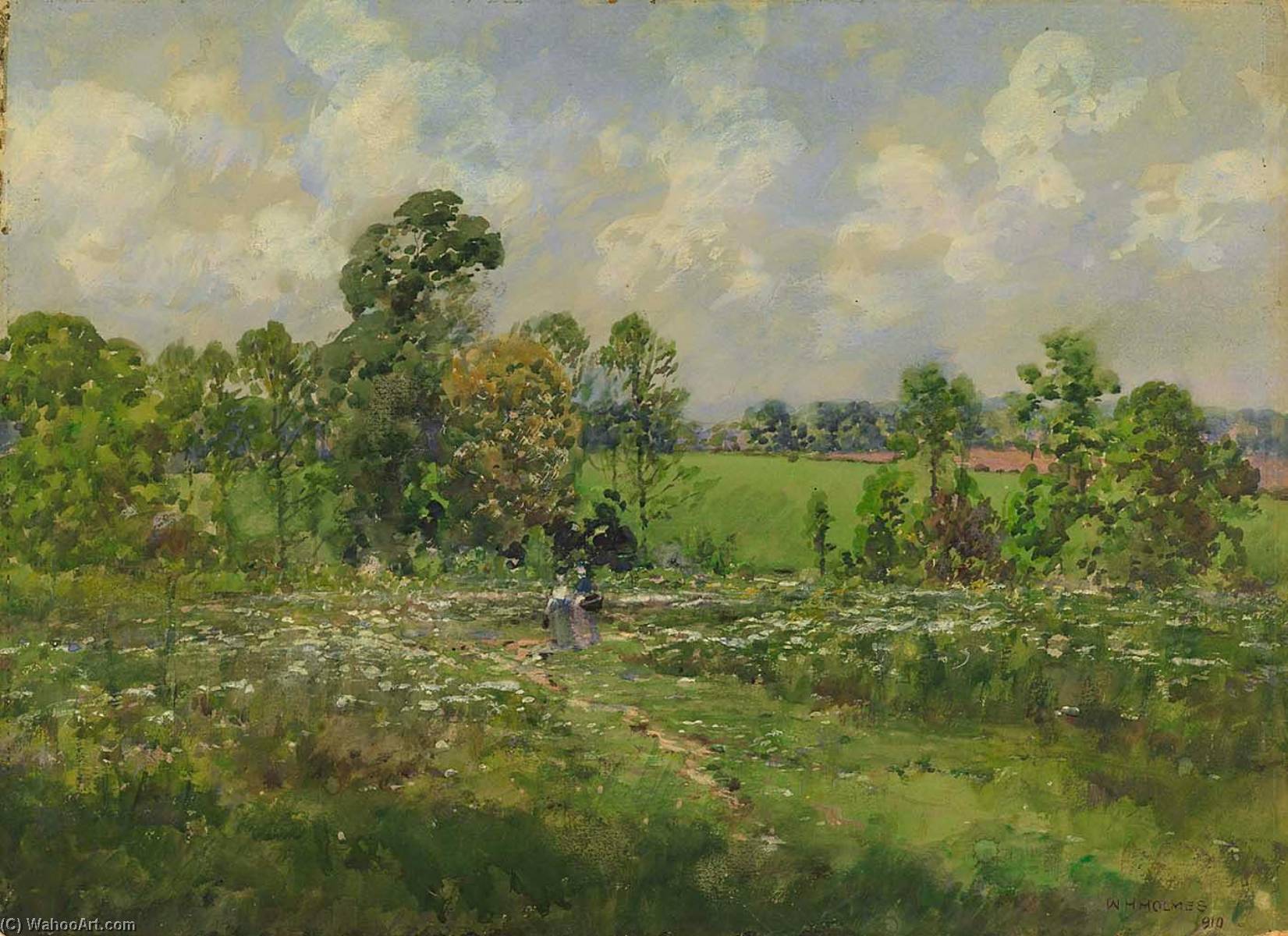 Wikioo.org - The Encyclopedia of Fine Arts - Painting, Artwork by William Henry Holmes - Flowery Meadow