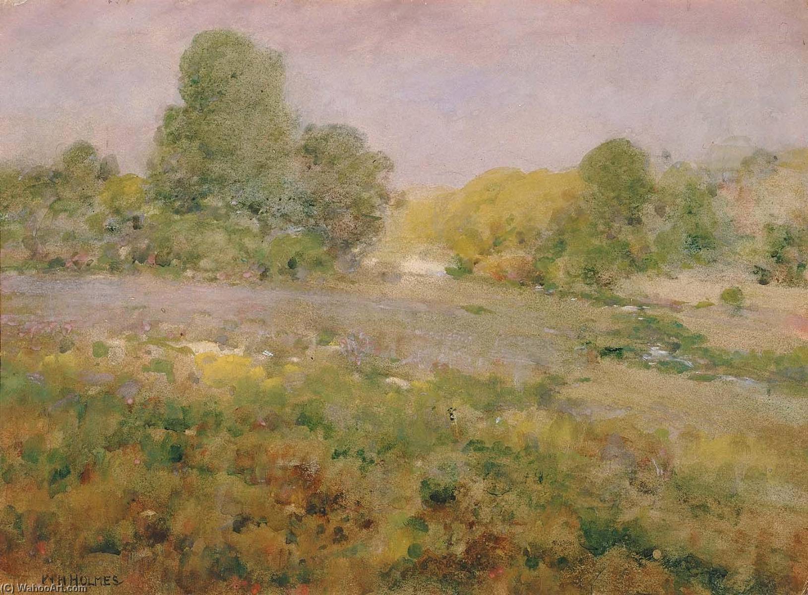 Wikioo.org - The Encyclopedia of Fine Arts - Painting, Artwork by William Henry Holmes - Field of Varicolored Grasses in Late Summer (In the Virginia Hills)