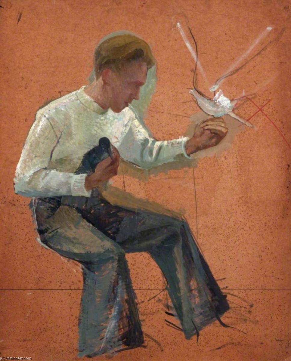 Wikioo.org - The Encyclopedia of Fine Arts - Painting, Artwork by Ray Howard Jones - Man with Birds