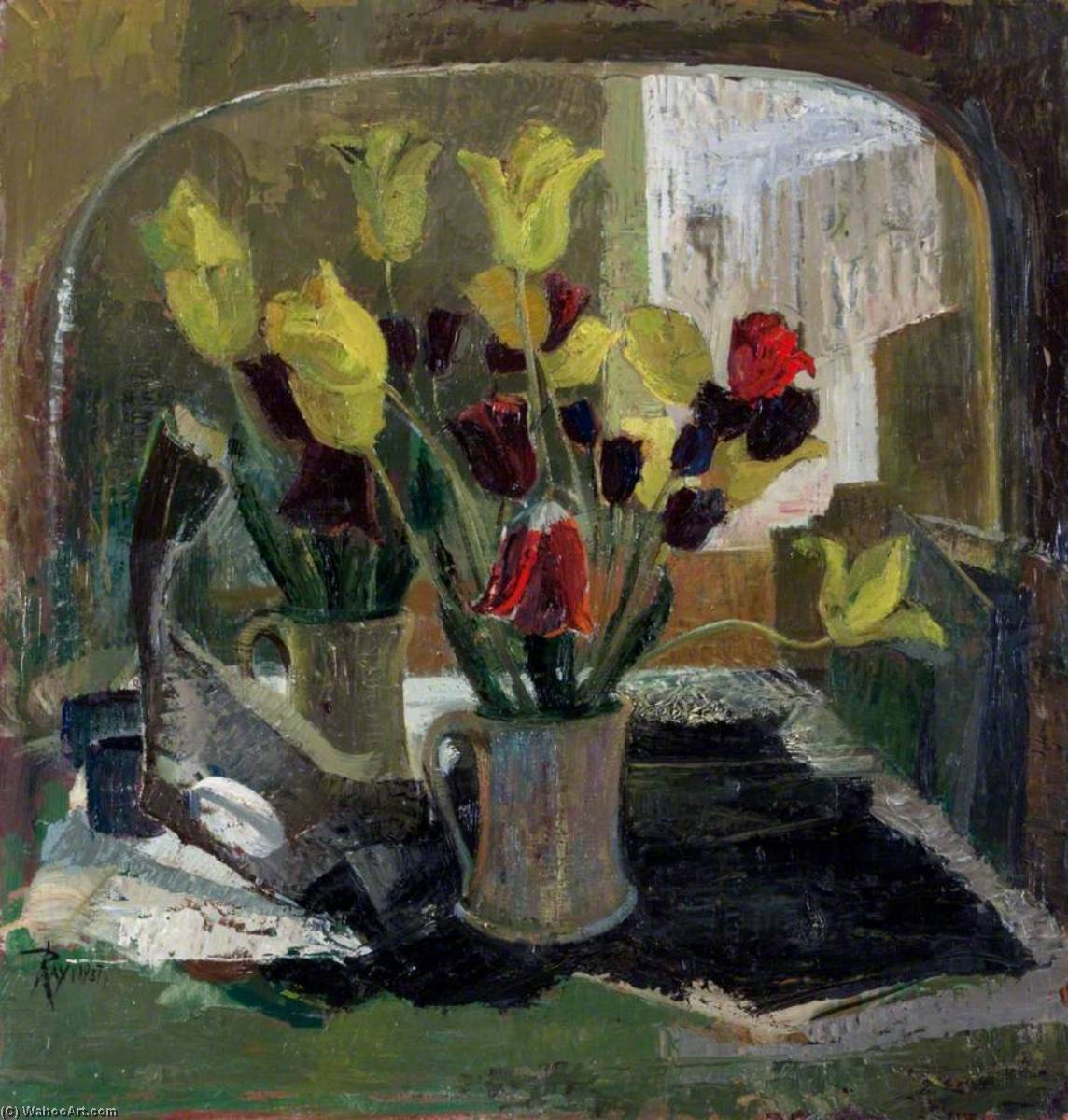 Wikioo.org - The Encyclopedia of Fine Arts - Painting, Artwork by Ray Howard Jones - Flowers in Front of a Mirror