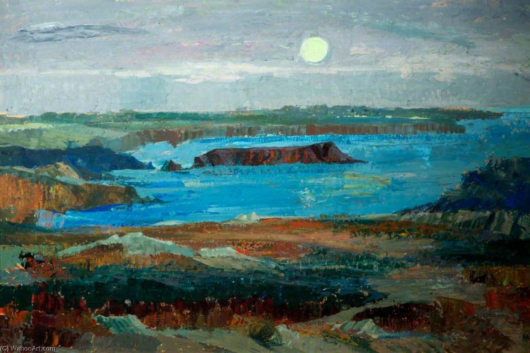 Wikioo.org - The Encyclopedia of Fine Arts - Painting, Artwork by Ray Howard Jones - Gateholm and the Moon