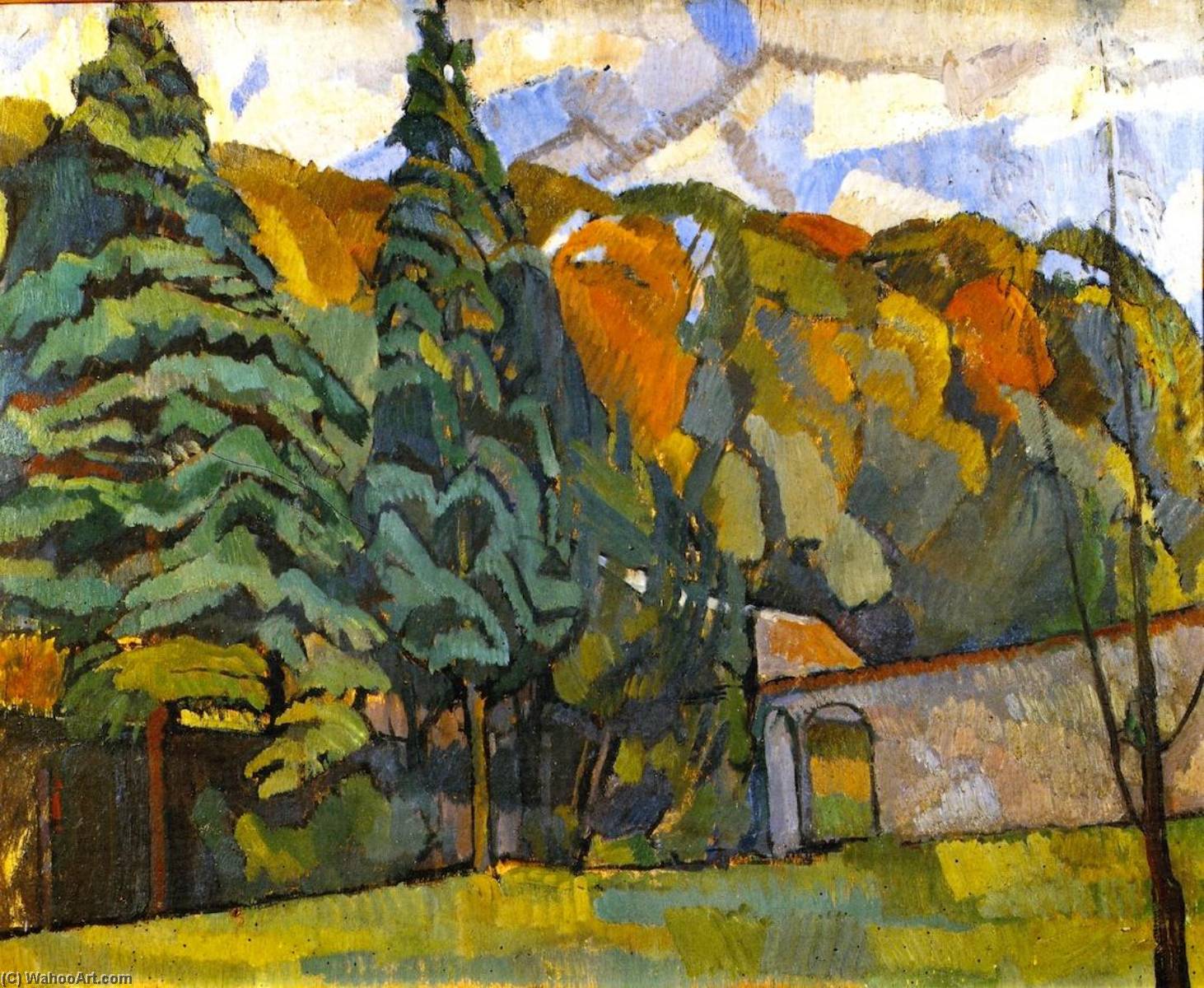 Wikioo.org - The Encyclopedia of Fine Arts - Painting, Artwork by Roger Eliot Fry - Landscape at Asheham House, near Lewes, Sussex