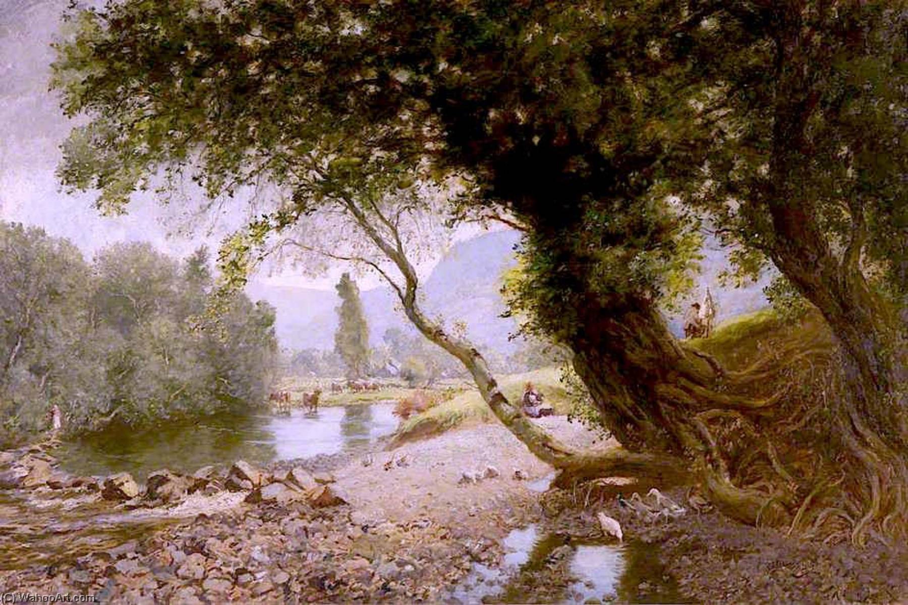 WikiOO.org - Encyclopedia of Fine Arts - Maalaus, taideteos David Scott - The Ivy, The Oak and The Bonnie Birken Tree, Bettws y Coed