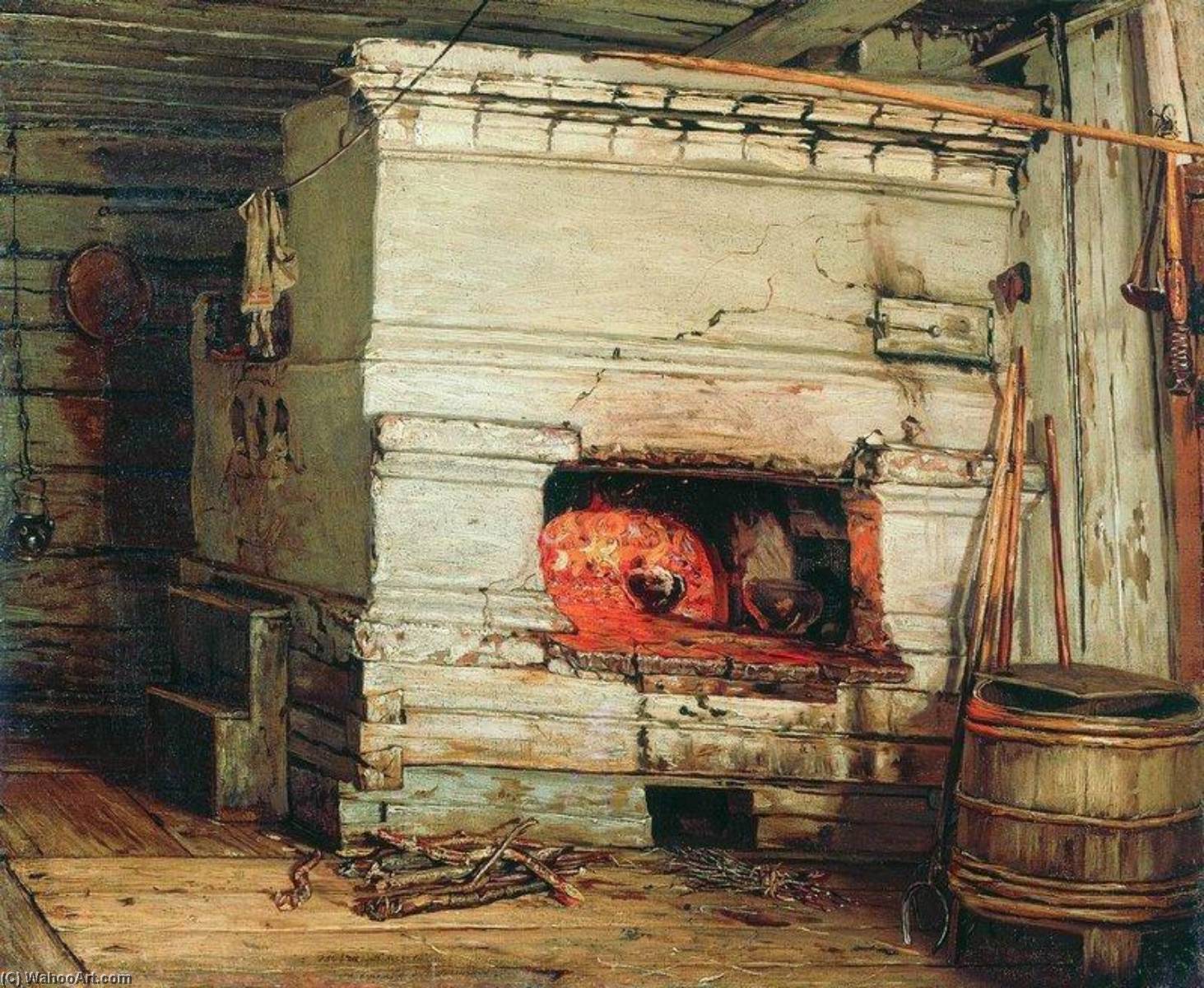 Wikioo.org - The Encyclopedia of Fine Arts - Painting, Artwork by Vasily Maximov - Interior of a Peasant House