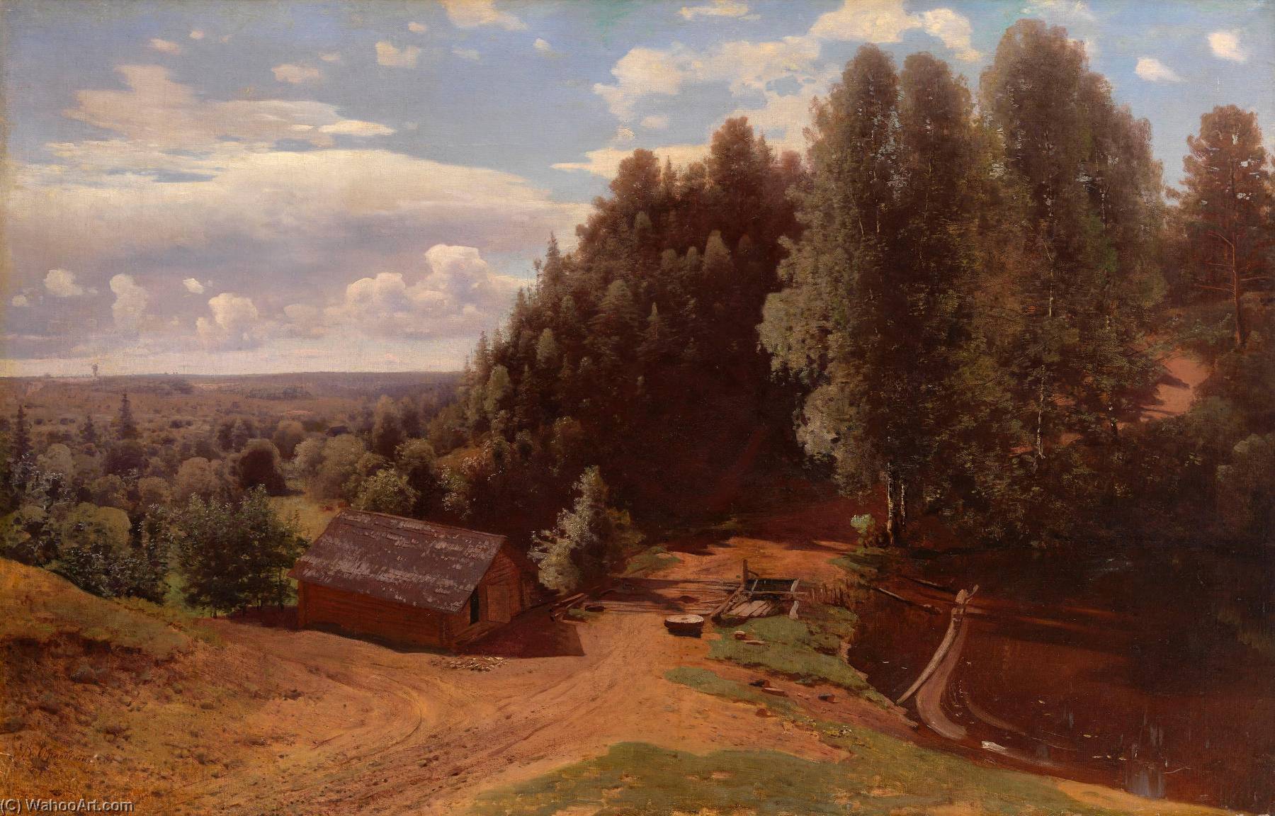 Wikioo.org - The Encyclopedia of Fine Arts - Painting, Artwork by Vladimir Orlovsky - Mill in the Forest Clearing