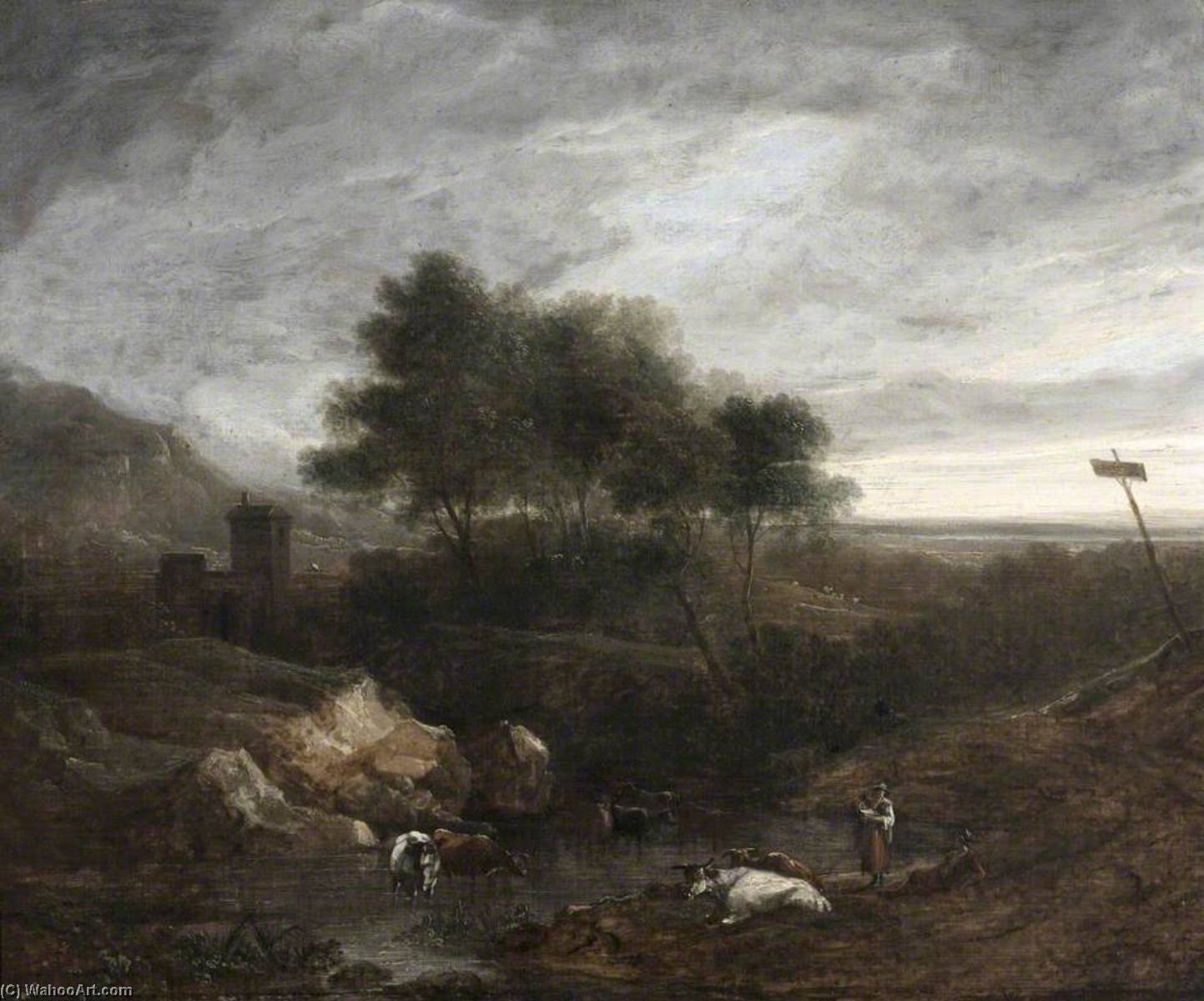 Wikioo.org - The Encyclopedia of Fine Arts - Painting, Artwork by Benjamin Barker Ii - Landscape with Cattle