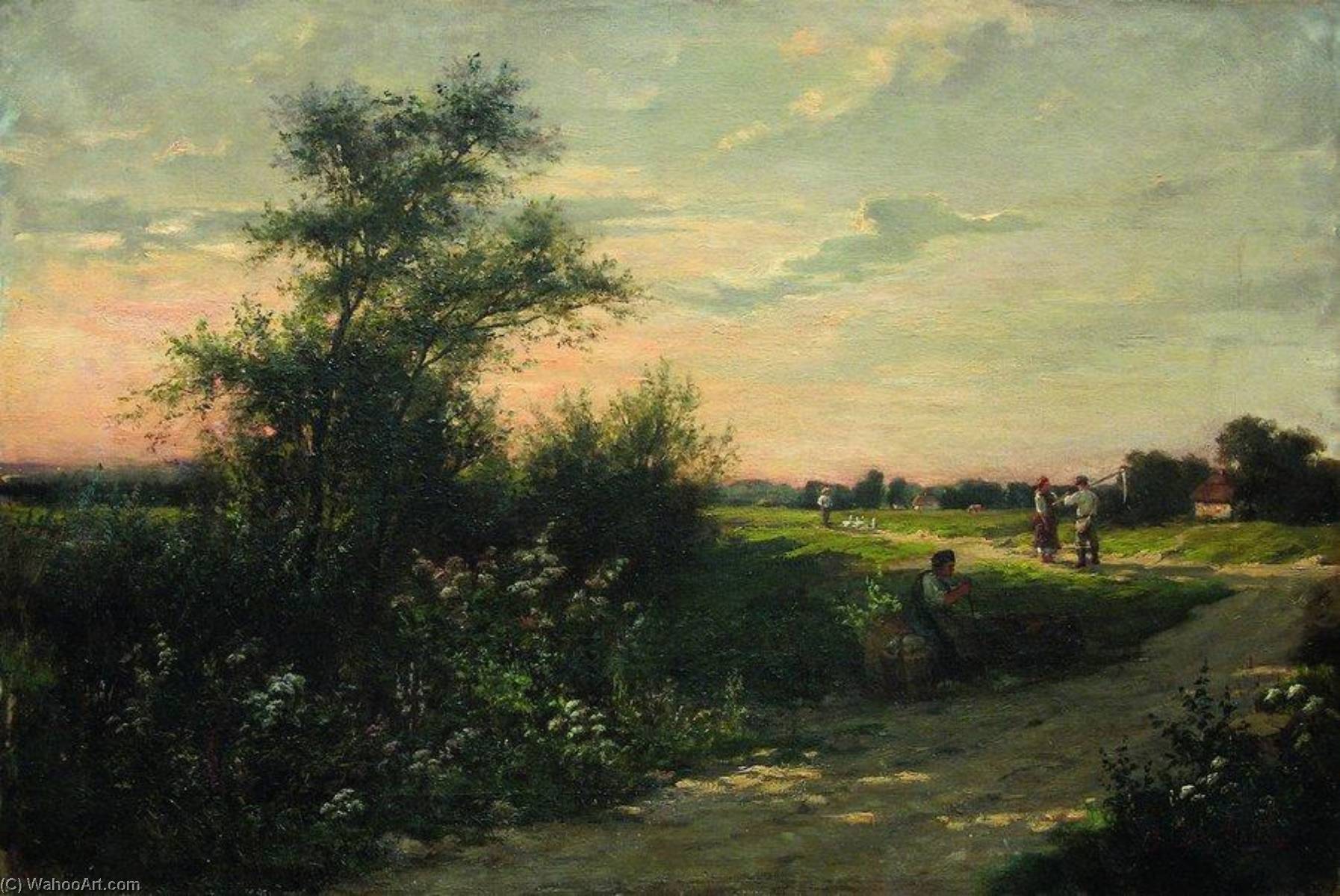 Wikioo.org - The Encyclopedia of Fine Arts - Painting, Artwork by Vladimir Orlovsky - Landscape with Peasants