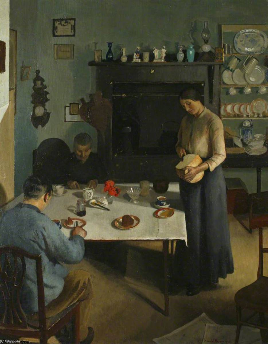 WikiOO.org - Enciclopédia das Belas Artes - Pintura, Arte por Harold Harvey - The Tea Table
