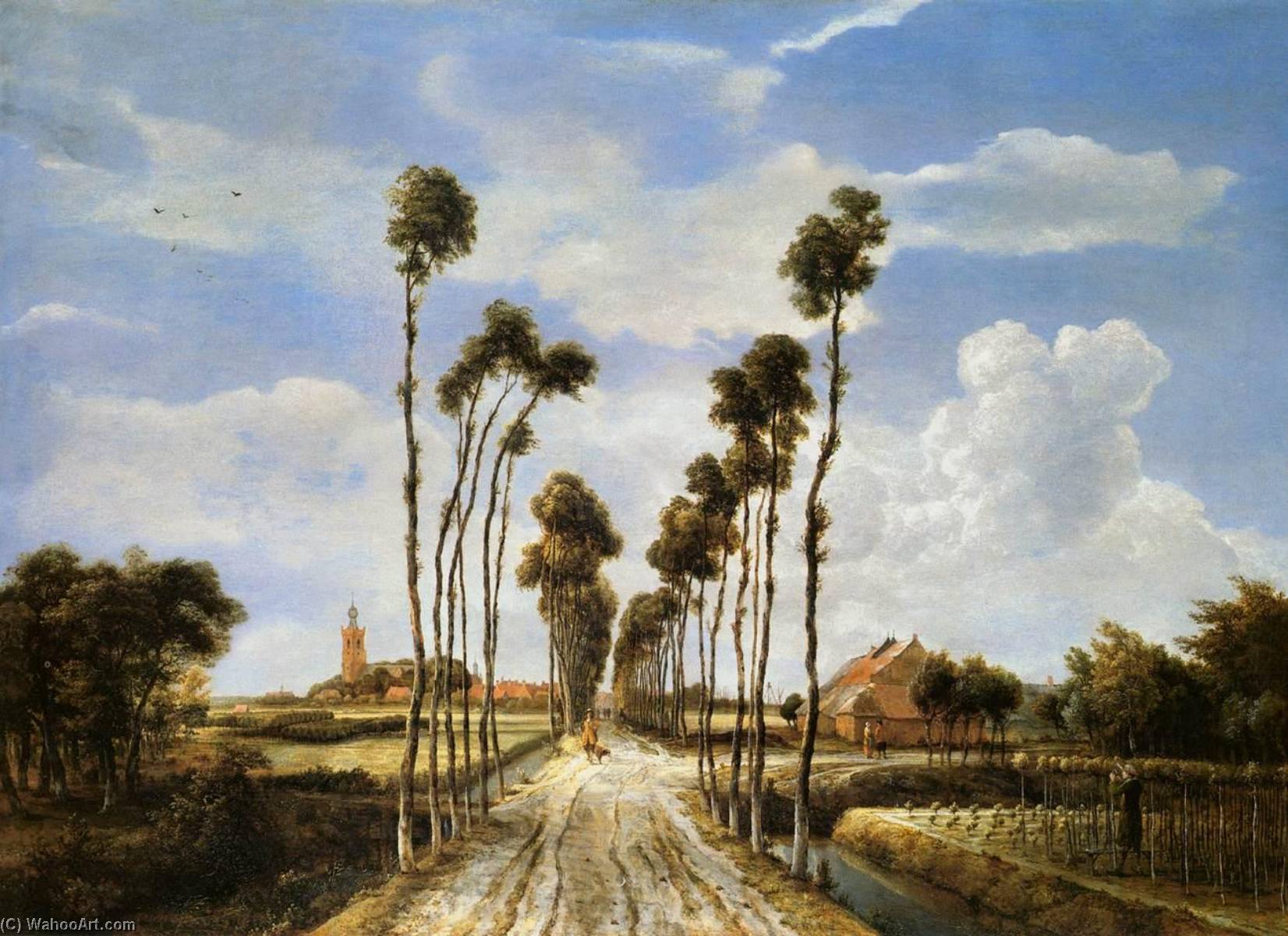 Wikioo.org - The Encyclopedia of Fine Arts - Painting, Artwork by Meyndert Hobbema - The Alley at Middelharnis