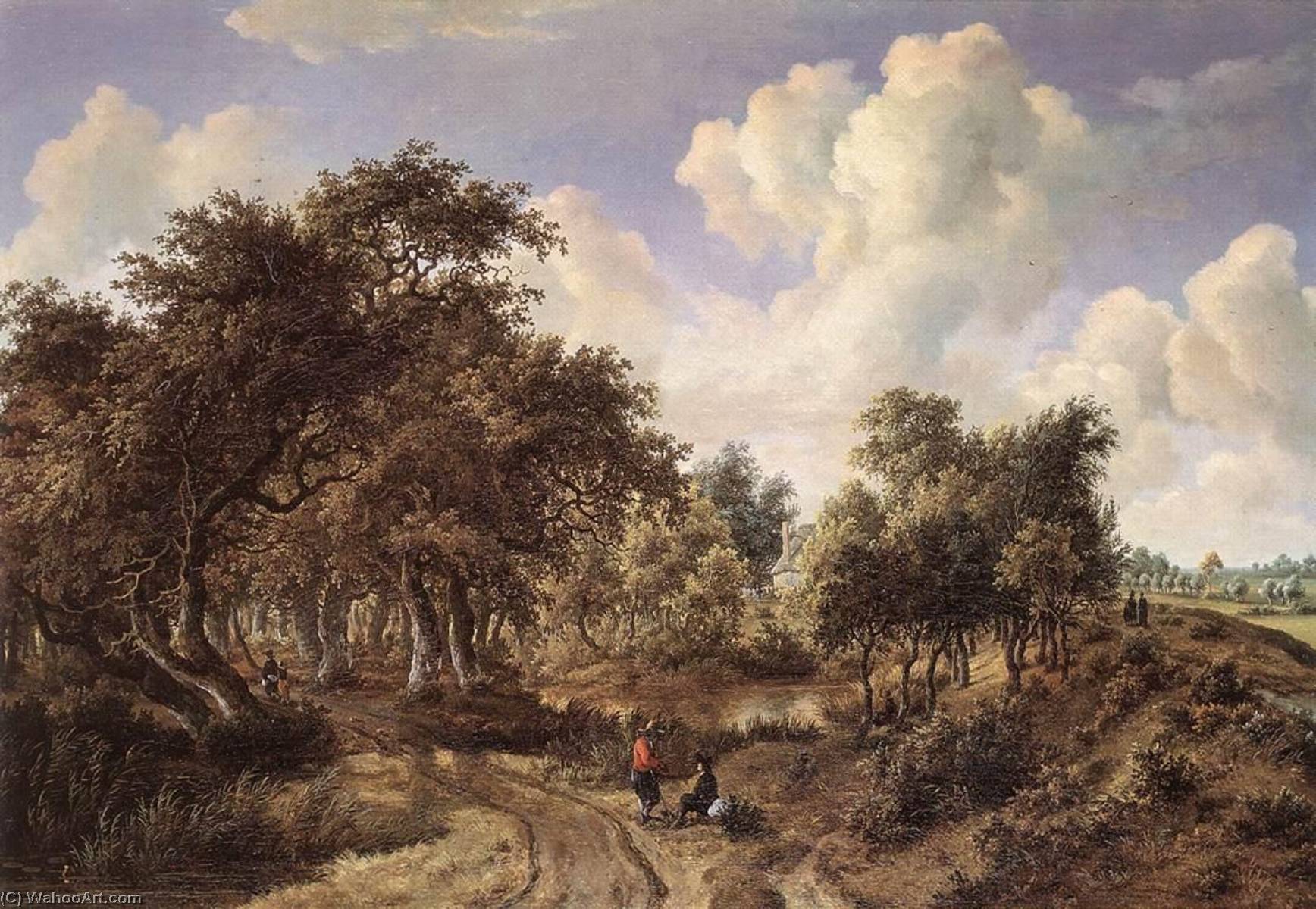 WikiOO.org - Encyclopedia of Fine Arts - Maleri, Artwork Meyndert Hobbema - A Wooded Landscape