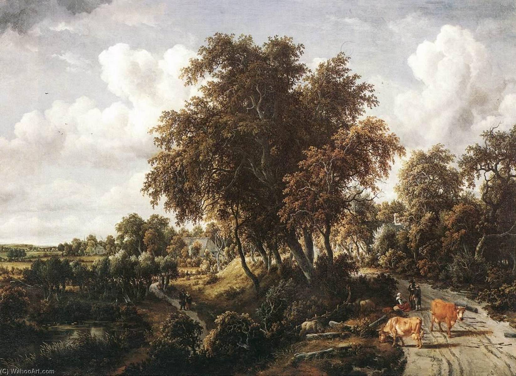 Wikioo.org - The Encyclopedia of Fine Arts - Painting, Artwork by Meyndert Hobbema - Road on a Dyke