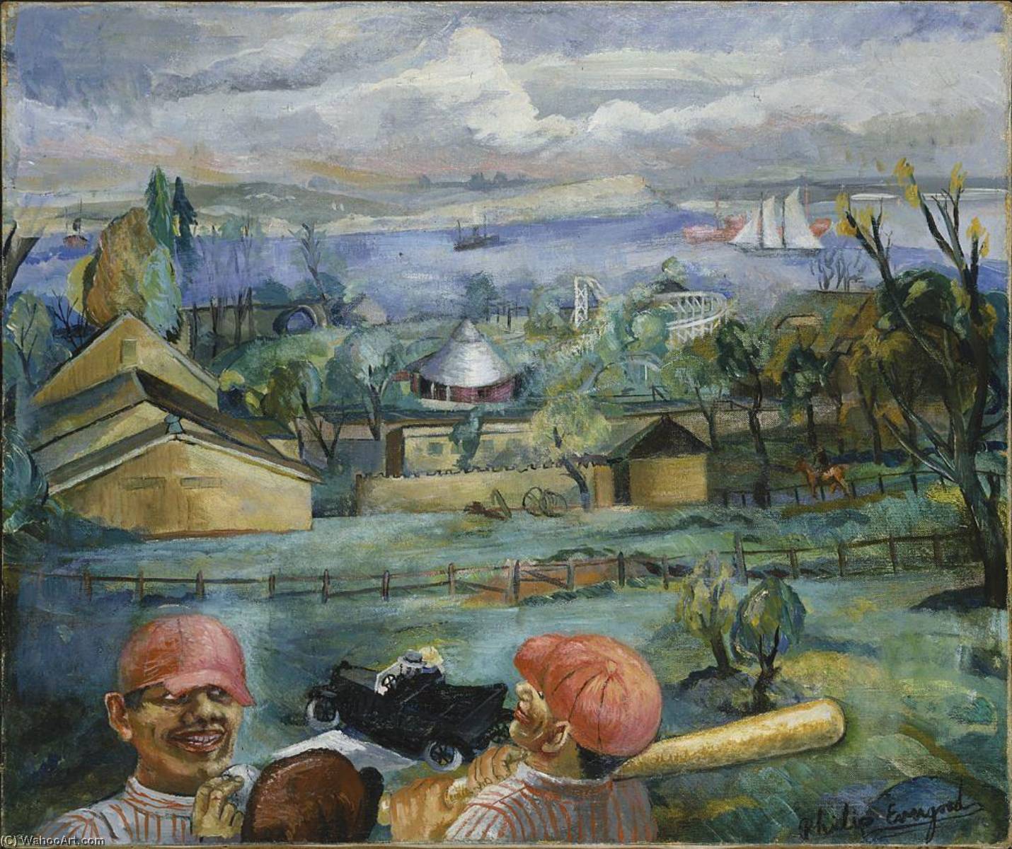 Wikioo.org - The Encyclopedia of Fine Arts - Painting, Artwork by Philip Evergood - Early Youth of Babe Ruth (Old North Beach Amusement Park)