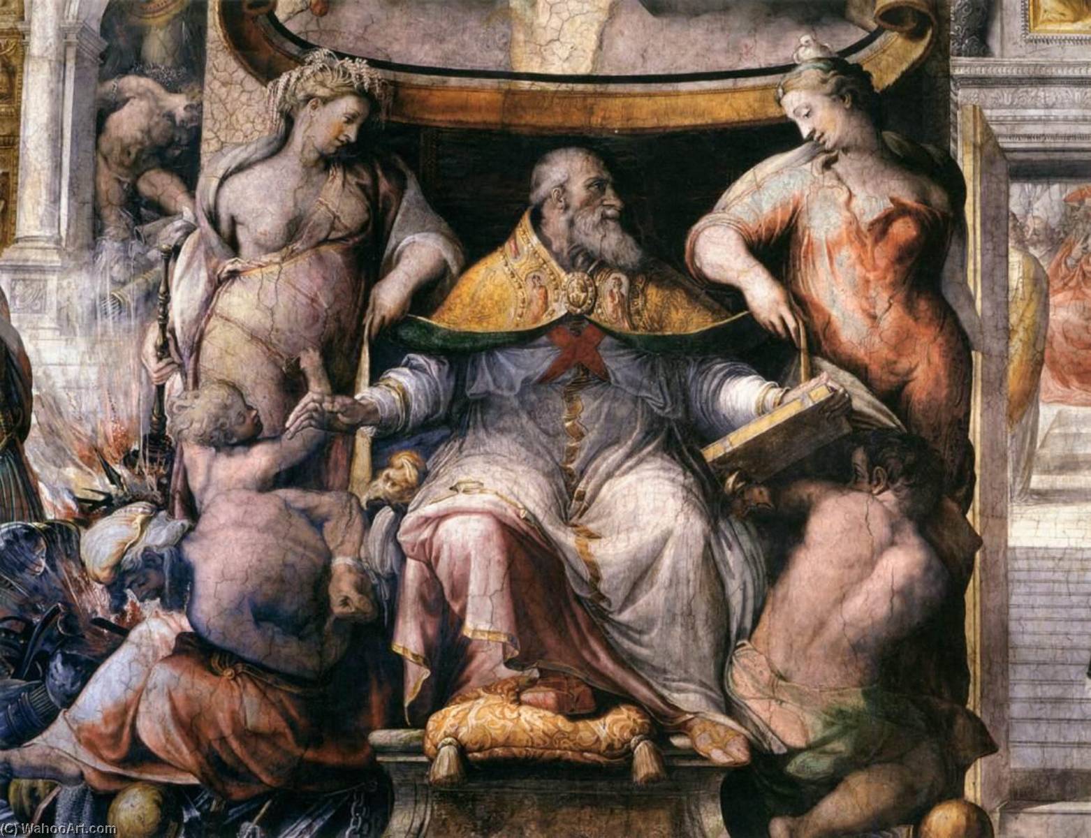 Wikioo.org - The Encyclopedia of Fine Arts - Painting, Artwork by Francesco De' Rossi - History of Paul III (detail)