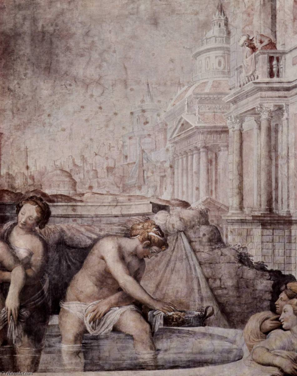 WikiOO.org - Encyclopedia of Fine Arts - Maľba, Artwork Francesco De' Rossi - Deutsch Bad der Bathseba, Detail
