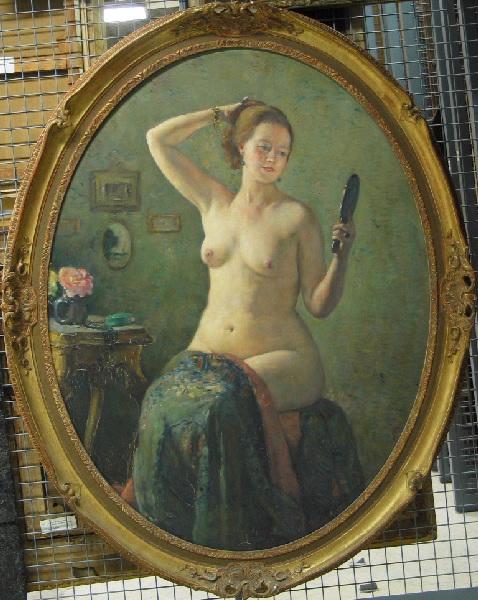 Wikioo.org - The Encyclopedia of Fine Arts - Painting, Artwork by Maurice Bompard - Femme à sa toilette (De face)