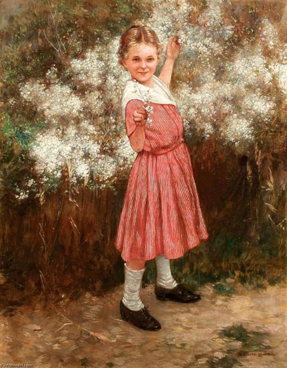 Wikioo.org - The Encyclopedia of Fine Arts - Painting, Artwork by Géza Peske - Girl picking Flower
