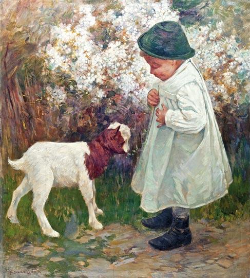 Wikioo.org – L'Enciclopedia delle Belle Arti - Pittura, Opere di Géza Peske - giovane ragazza con  capra