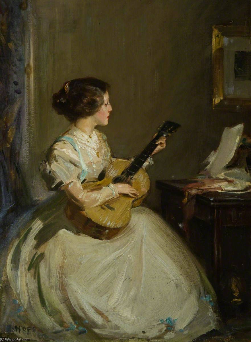 Wikioo.org - The Encyclopedia of Fine Arts - Painting, Artwork by Robert Hope - The Guitar Lesson