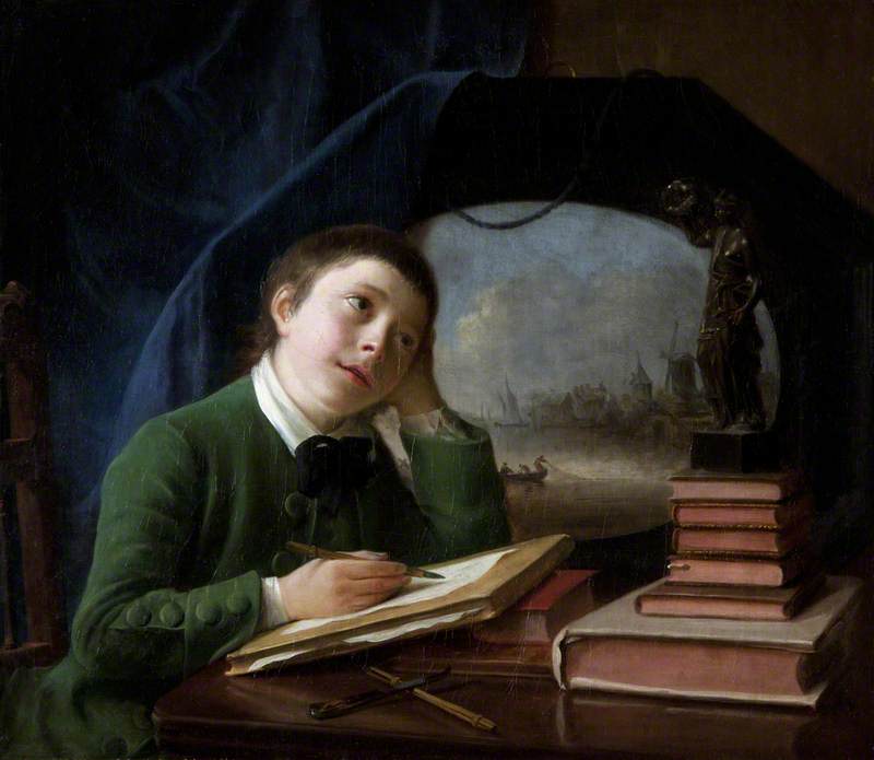 Wikioo.org - The Encyclopedia of Fine Arts - Painting, Artwork by Nathaniel Hone I - Portrait of His Son Sketching