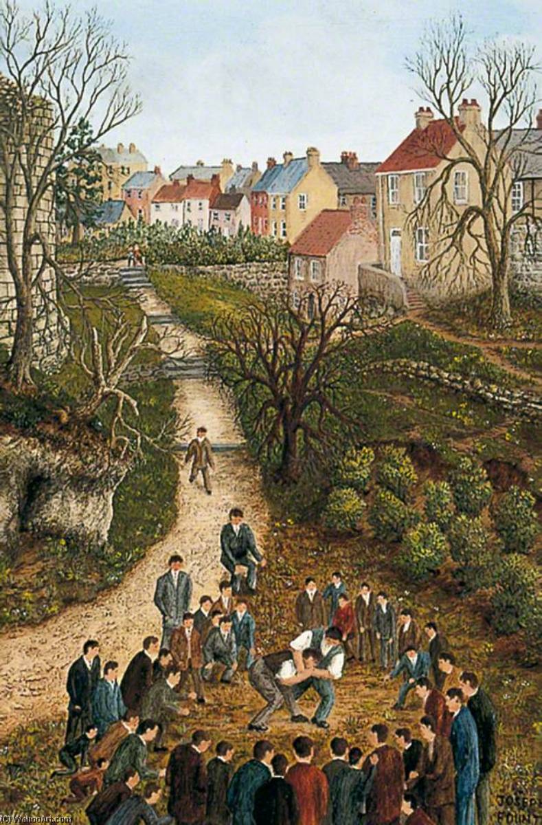Wikioo.org - The Encyclopedia of Fine Arts - Painting, Artwork by Joseph Baker Fountain - The Moat, Knaresborough (The Battlers)