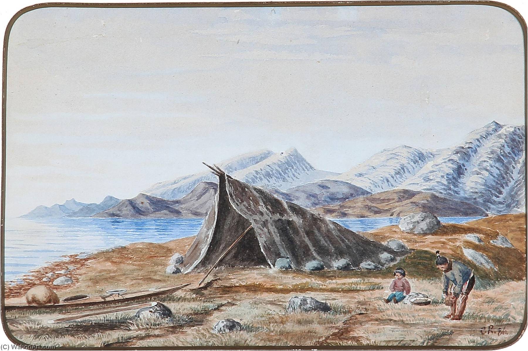 Wikioo.org - The Encyclopedia of Fine Arts - Painting, Artwork by Jens Erik Carl Rasmussen - From a Greenlandic settlement