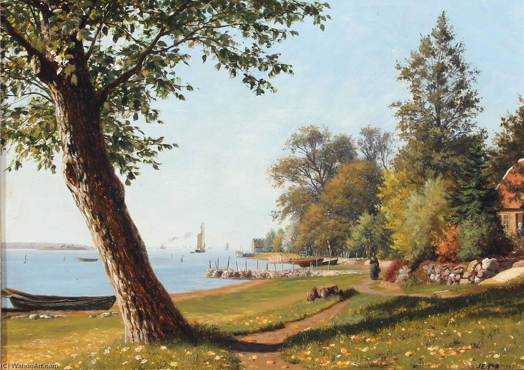 Wikioo.org - The Encyclopedia of Fine Arts - Painting, Artwork by Jens Erik Carl Rasmussen - Scenery from Svendborgsund a quiet summer day