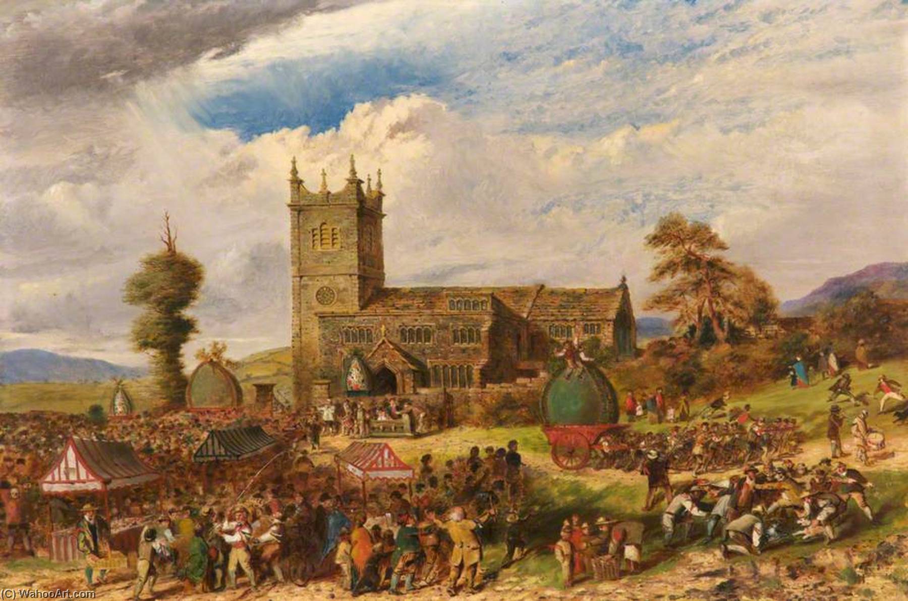 Wikioo.org - The Encyclopedia of Fine Arts - Painting, Artwork by John Holland - Rushcart Festival at Saddleworth Church, Yorkshire