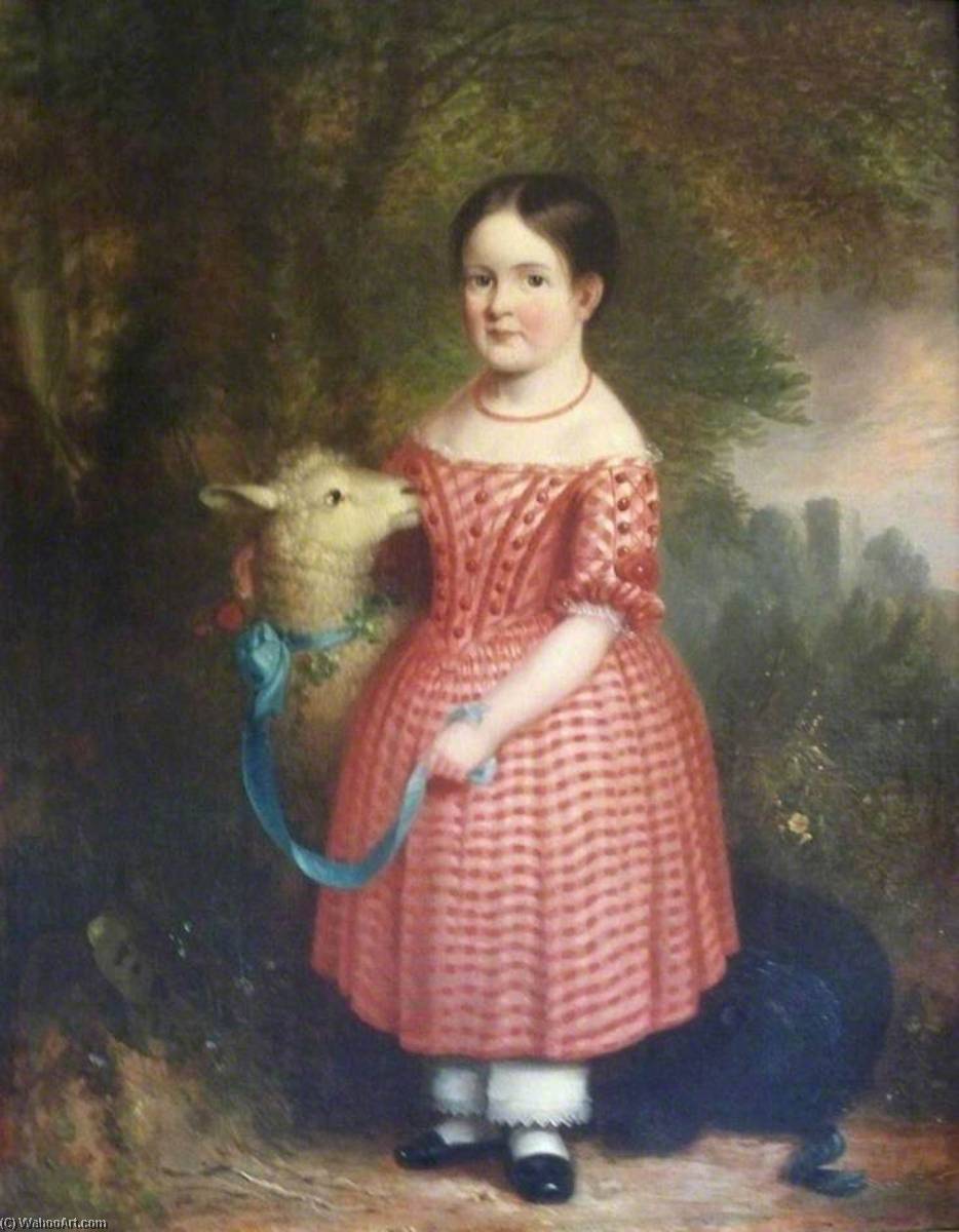 Wikioo.org - The Encyclopedia of Fine Arts - Painting, Artwork by Abel Hold - Girl with a Lamb