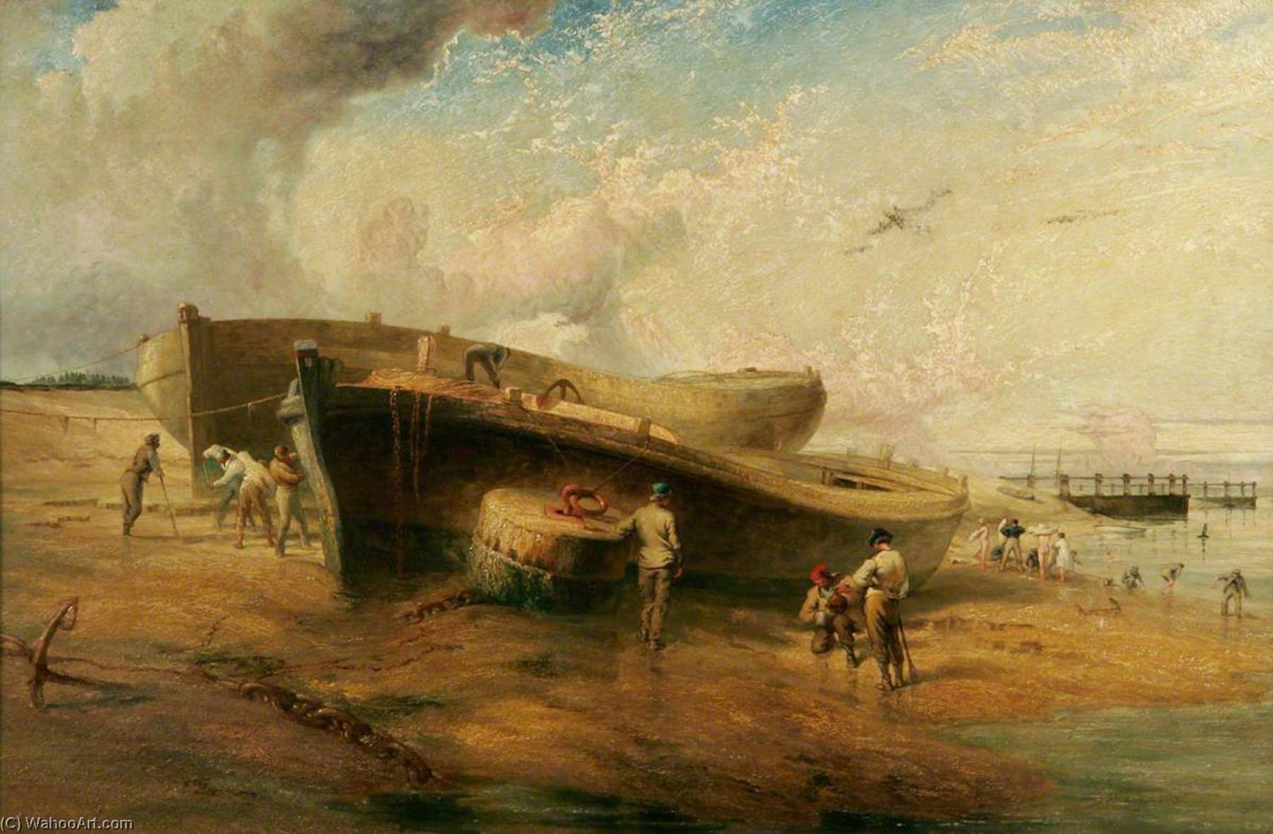 Wikioo.org - The Encyclopedia of Fine Arts - Painting, Artwork by Henry Baines - Ballast Boats at King's Lynn, Norfolk