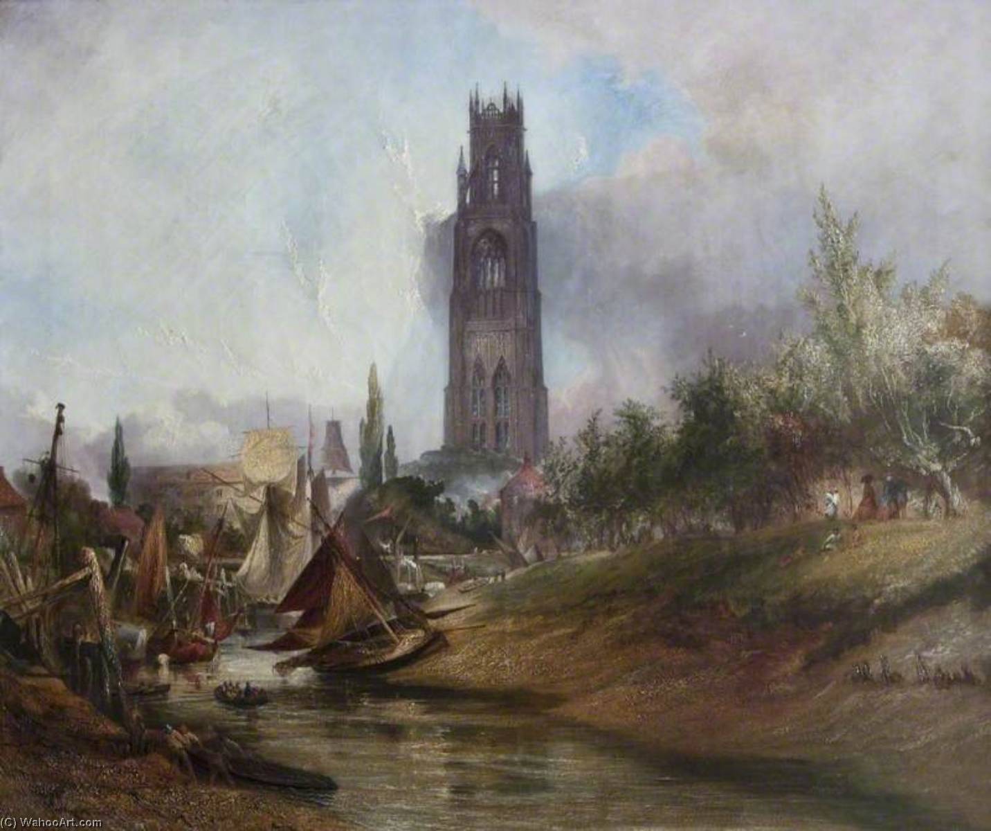 Wikioo.org - The Encyclopedia of Fine Arts - Painting, Artwork by Henry Baines - St Botolph's from the Witham, Boston, Lincolnshire
